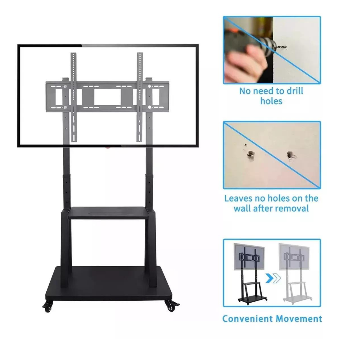RACK SOPORTE CON RUEDAS PEDESTAL MÓVIL 32 A 70 COLOR NEGRO - 2
