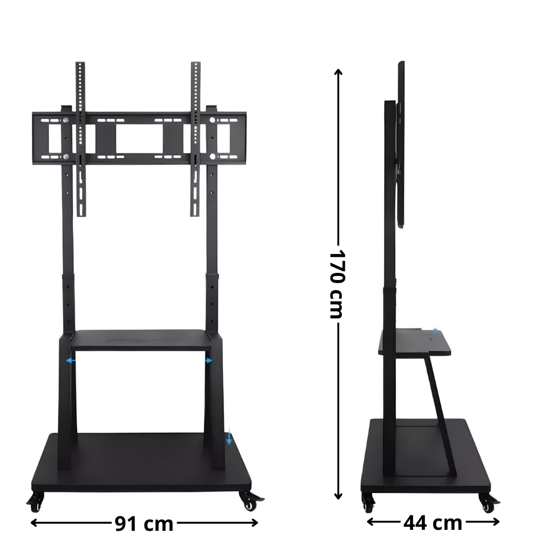 RACK SOPORTE CON RUEDAS PEDESTAL MÓVIL 32 A 70 COLOR NEGRO - 3