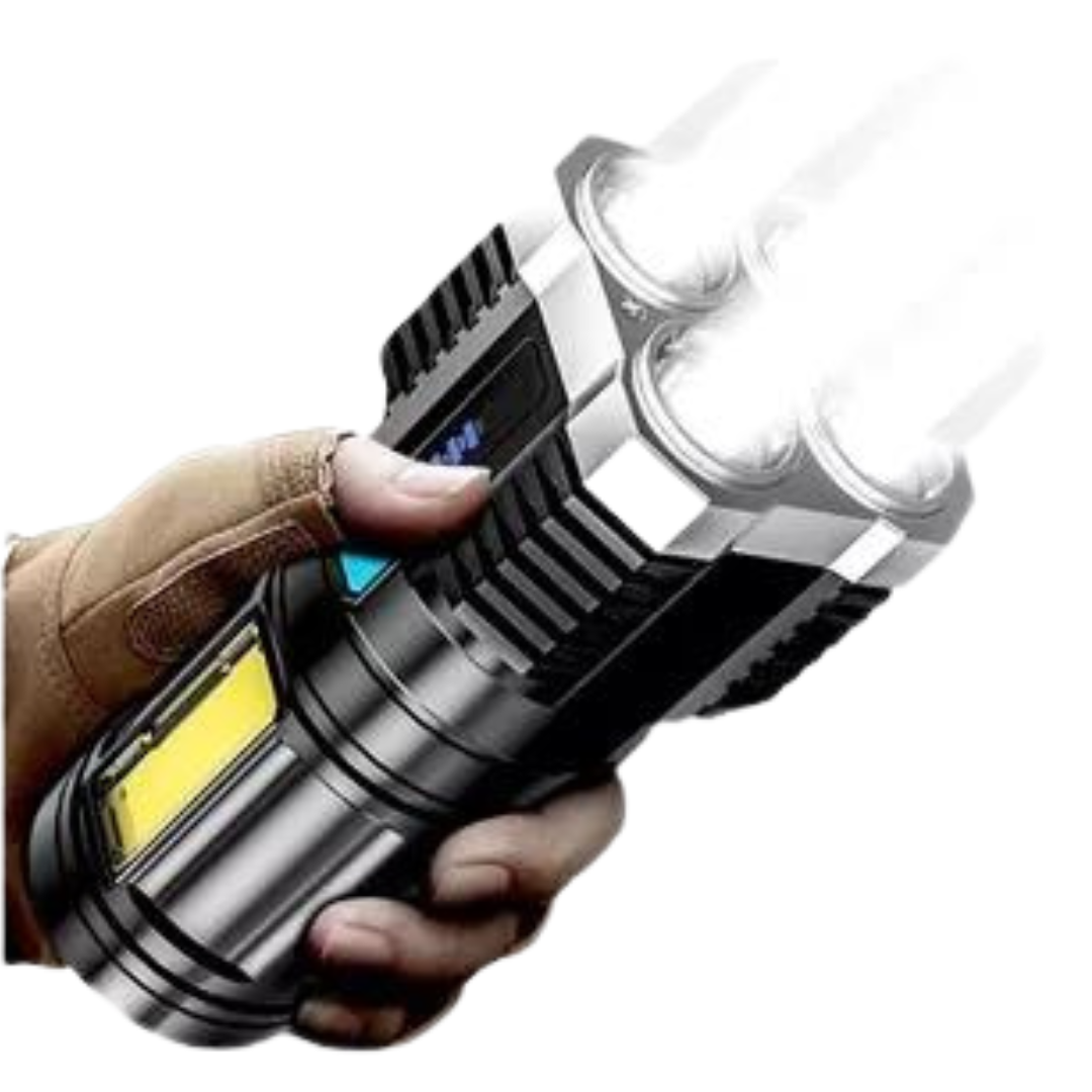 LINTERNA LED USB RECARGABLE ALTO ALCANCE 330 MTS 4 FOCOS - 2