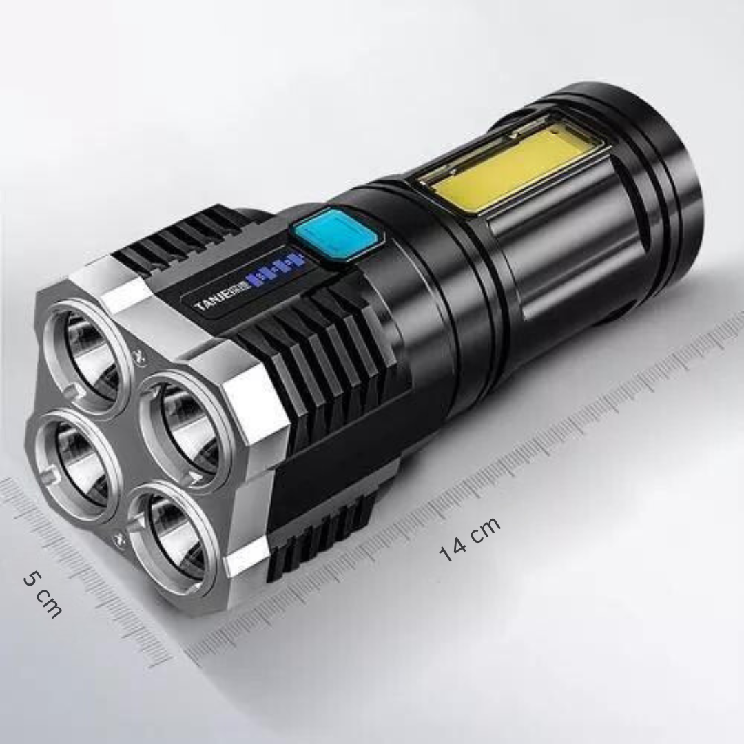 LINTERNA LED USB RECARGABLE ALTO ALCANCE 330 MTS 4 FOCOS - 3