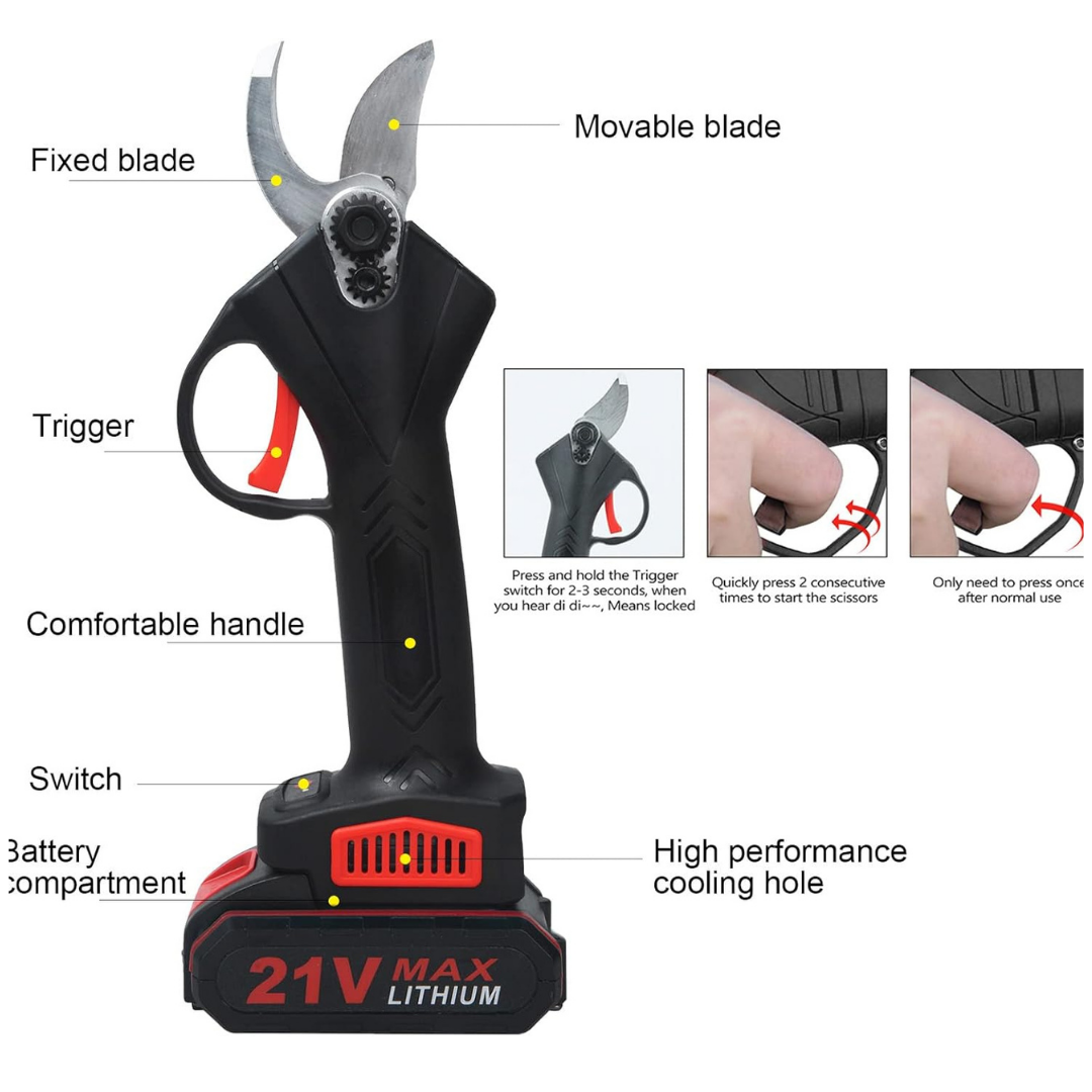 TIJERA UTILÍSIMO PODADORA ELÉCTRICA CORTADORA INALÁMBRICA + 2 BATERÍAS RECARGABLES - 5