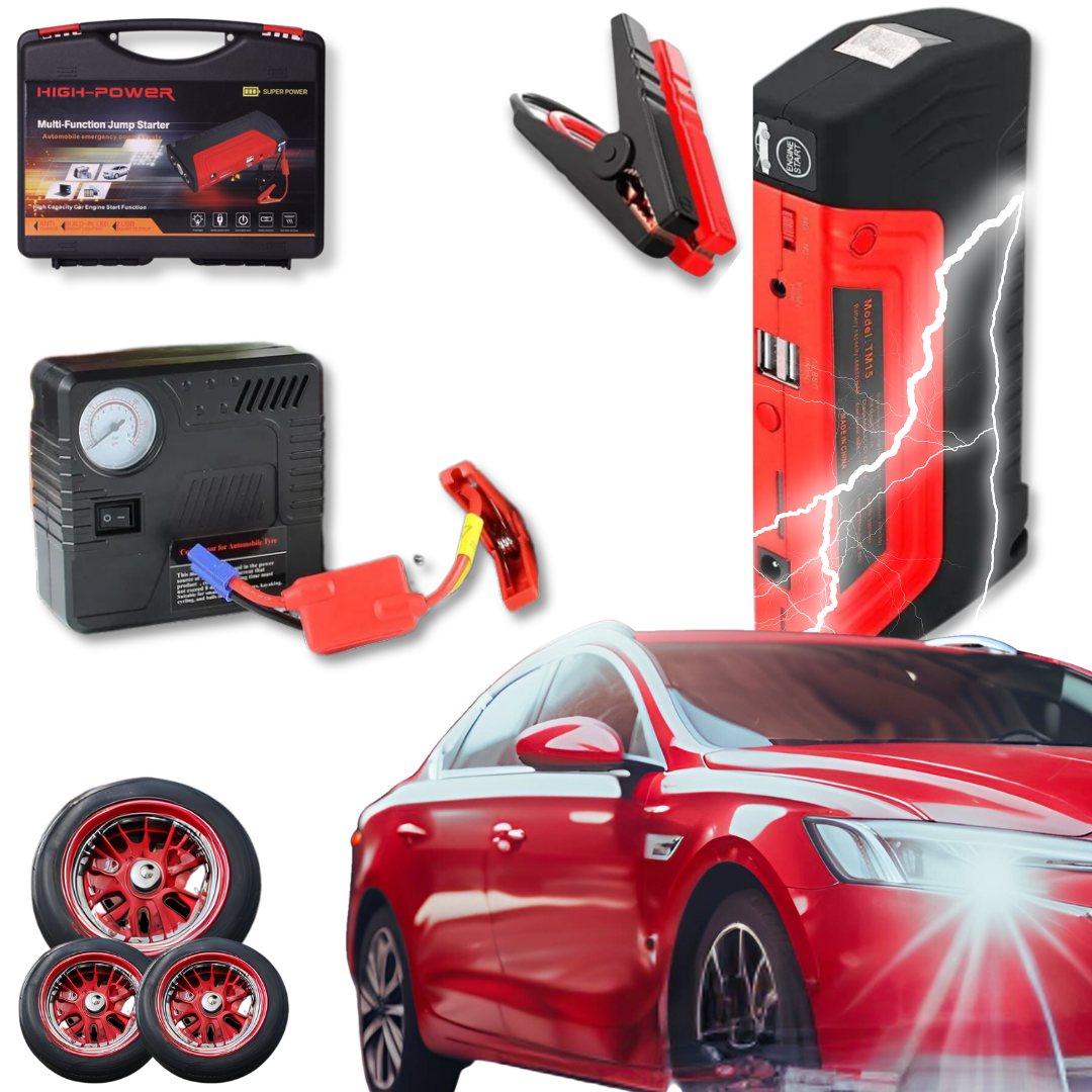 INICIADOR ARRANCADOR BATERIAS CARRO MOTO 12V + COMPRESOR - 1