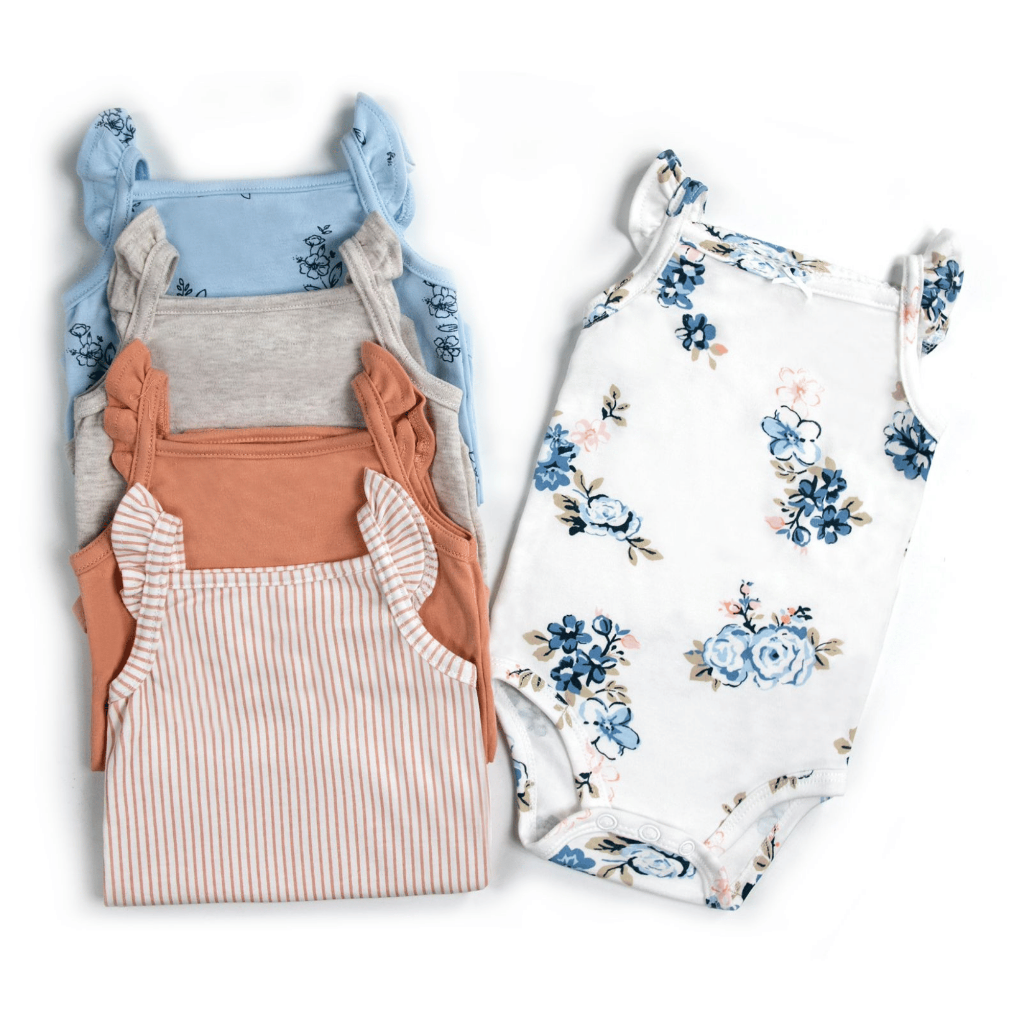 PACK 5 BODY ALGODON NIÑA UTILISIMO MULTICOLOR BLANCO SIN MANGA TEDMIMAK FLORES - 2