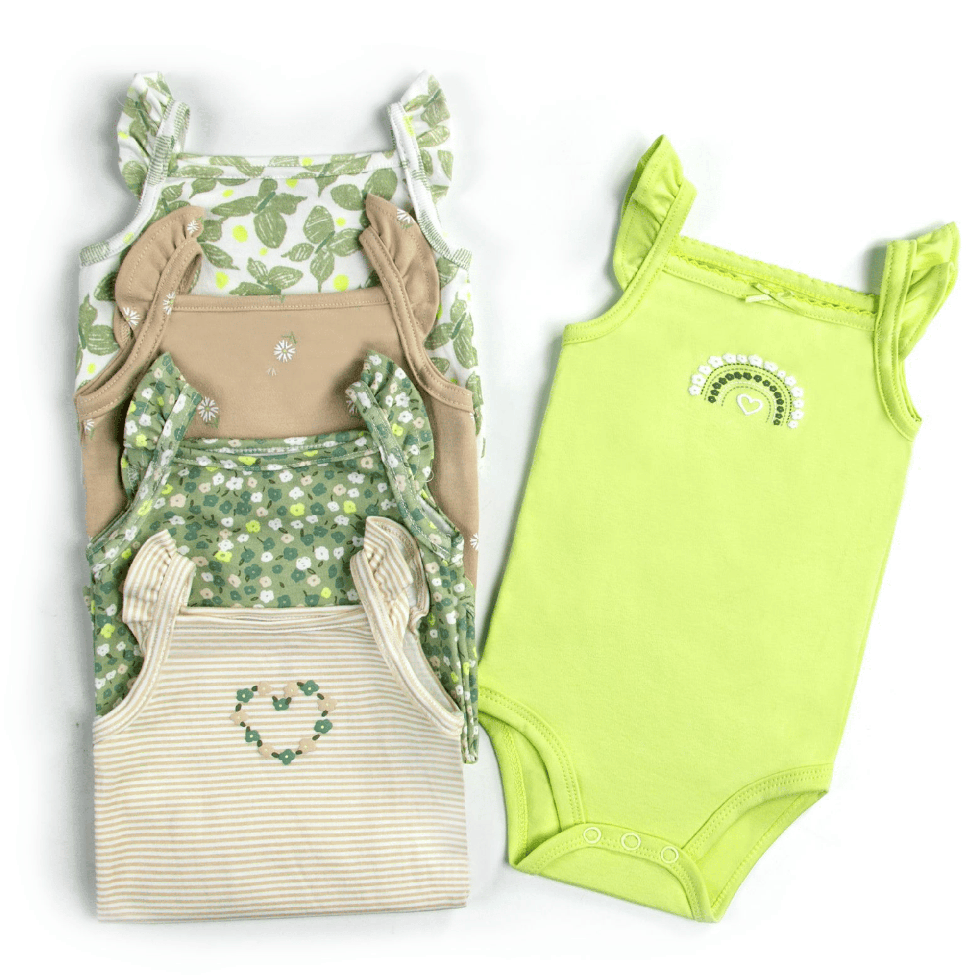 PACK 5 BODY ALGODON NIÑA UTILISIMO MULTICOLOR SIN MANGA TEDMIMAK MARIPOSAS VERDE - 2