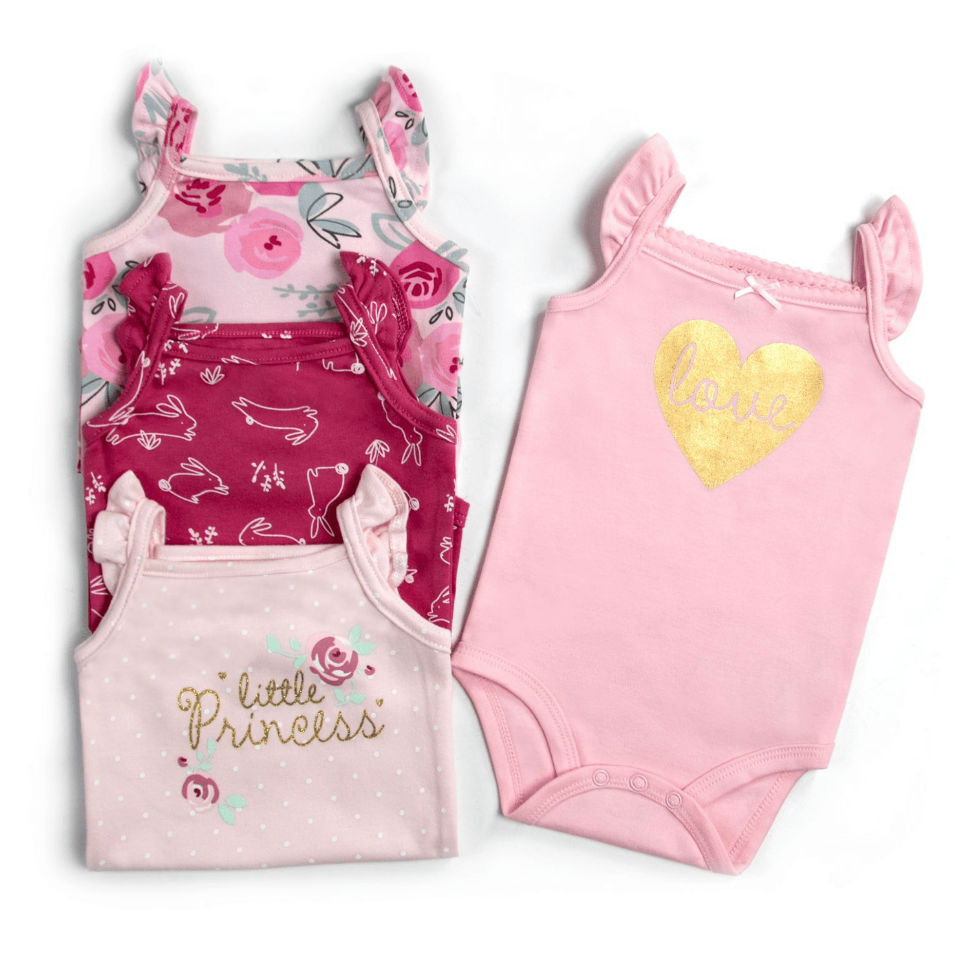 PACK 4 BODY ALGODON NIÑA UTILISIMO ROSA SIN MANGA TEDMIMAK LITTLE PRINCESS - 2