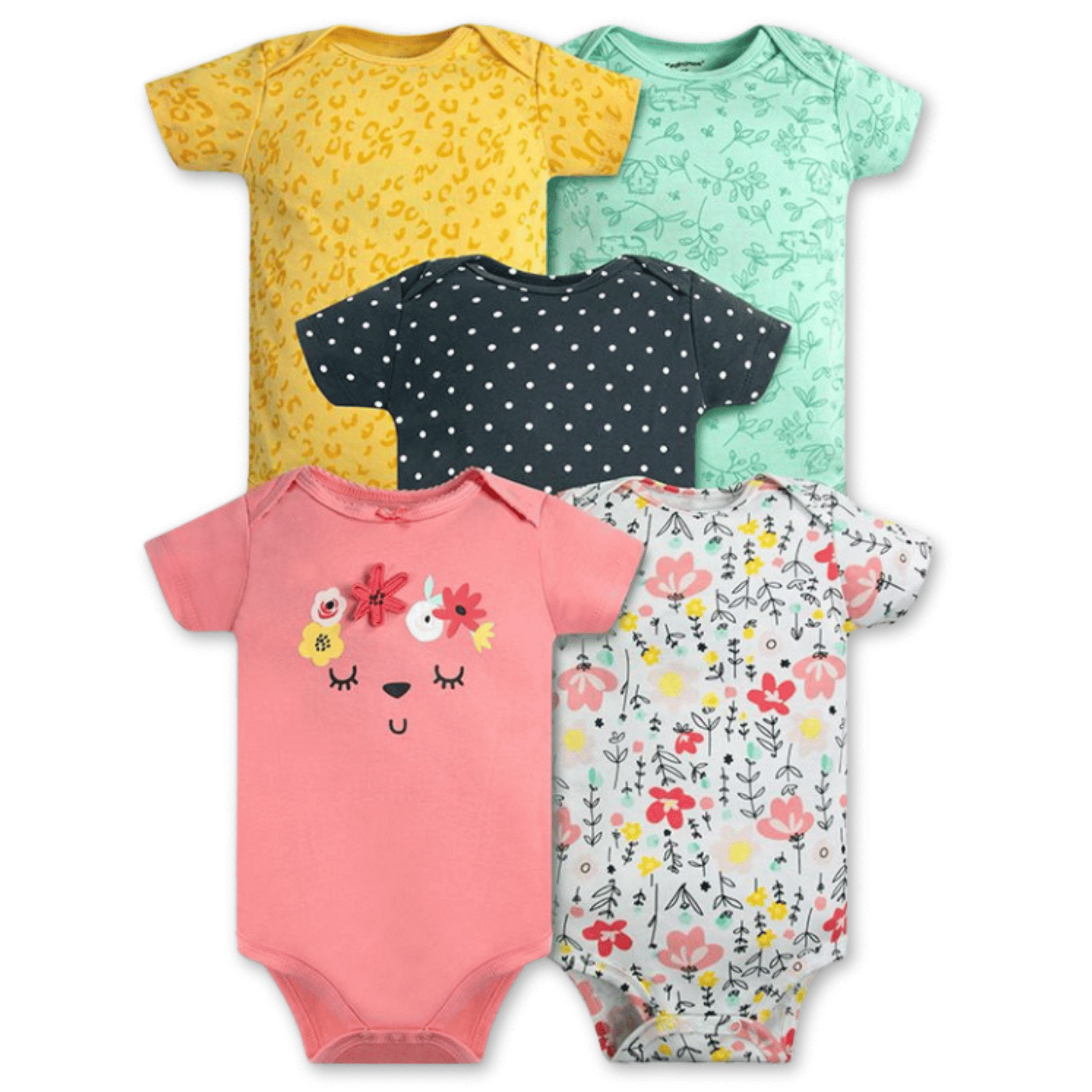 PACK 5 BODY ALGODON NIÑA UTILISIMO MULTICOLOR ROSA MANGA CORTA TEDMIMAK FLOREADO - 1