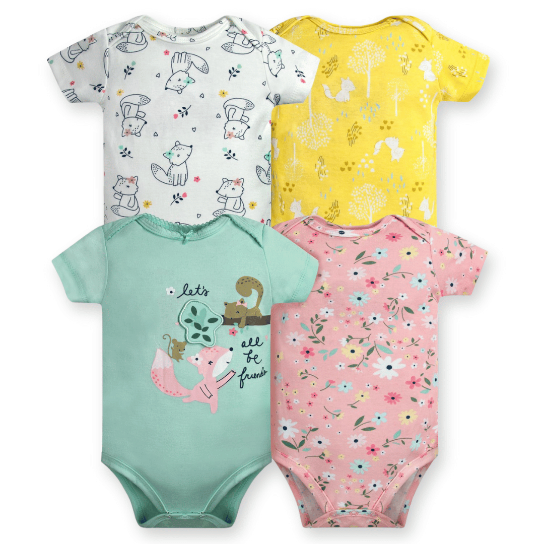 PACK 4 BODY ALGODON NIÑA UTILISIMO MULTICOLOR MANGA CORTA TEDMIMAK ANIMALES ANIMADOS - 1