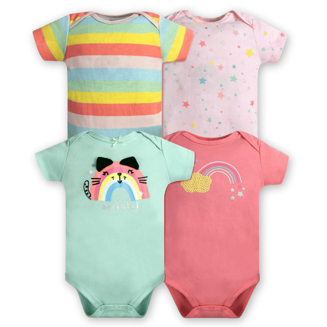 PACK 4 BODY ALGODON NIÑA UTILISIMO MULTICOLOR MANGA CORTA TEDMIMAK ARCOIRIS - 1