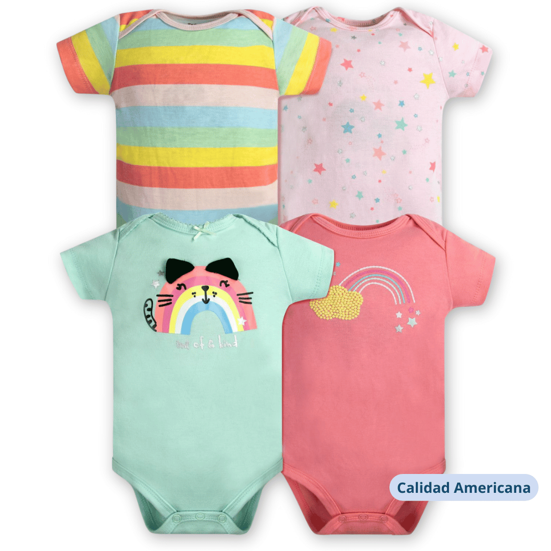 PACK 4 BODY ALGODON NIÑA UTILISIMO MULTICOLOR MANGA CORTA TEDMIMAK ARCOIRIS - 4