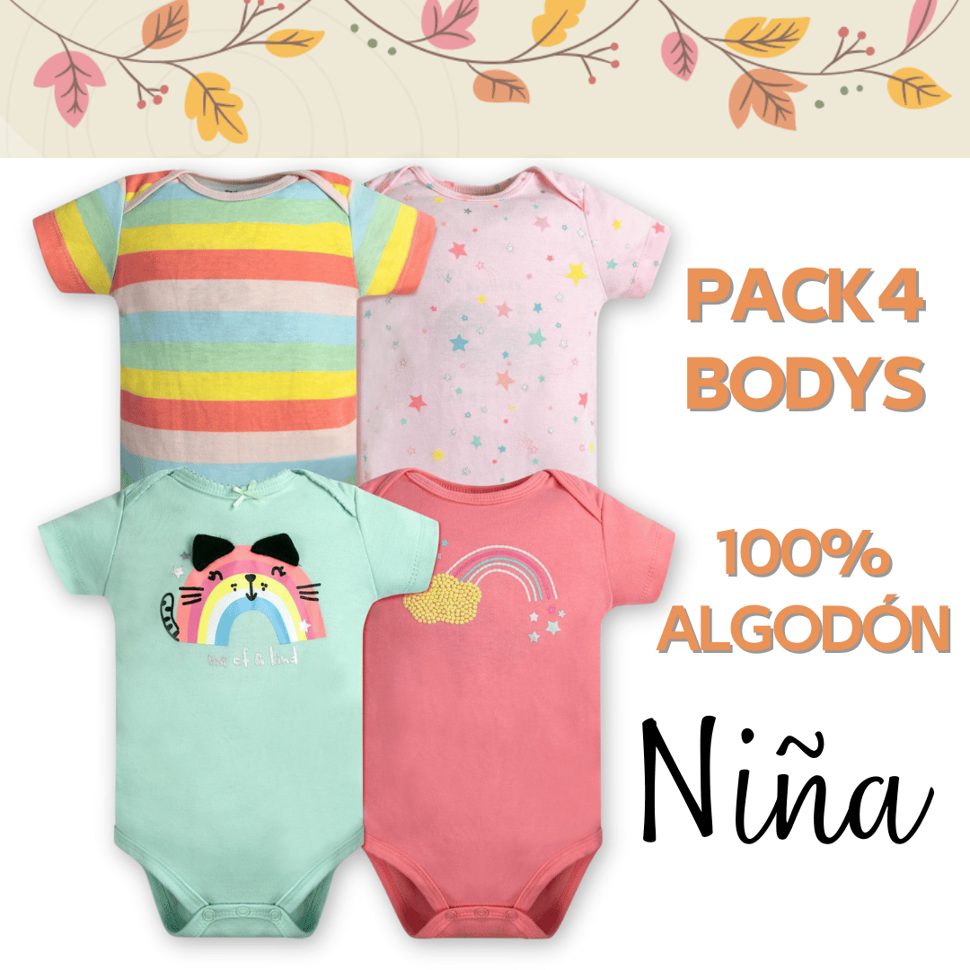 PACK 4 BODY ALGODON NIÑA UTILISIMO MULTICOLOR MANGA CORTA TEDMIMAK ARCOIRIS - 5