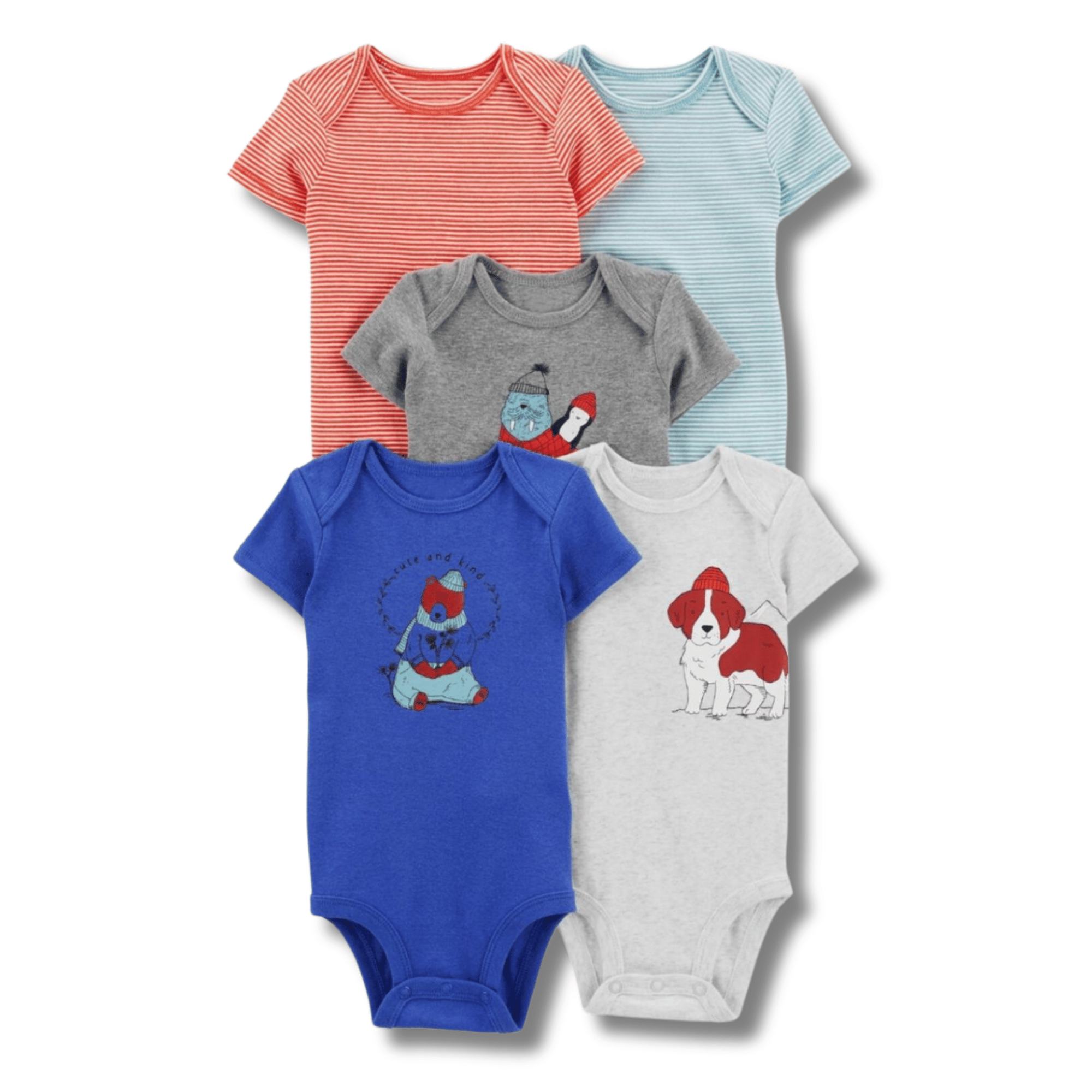 PACK 5 BODY ALGODON NIÑO UTILISIMO MULTICOLOR AZUL MANGA CORTA TEDMIMAK PUERCOESPIN - 1