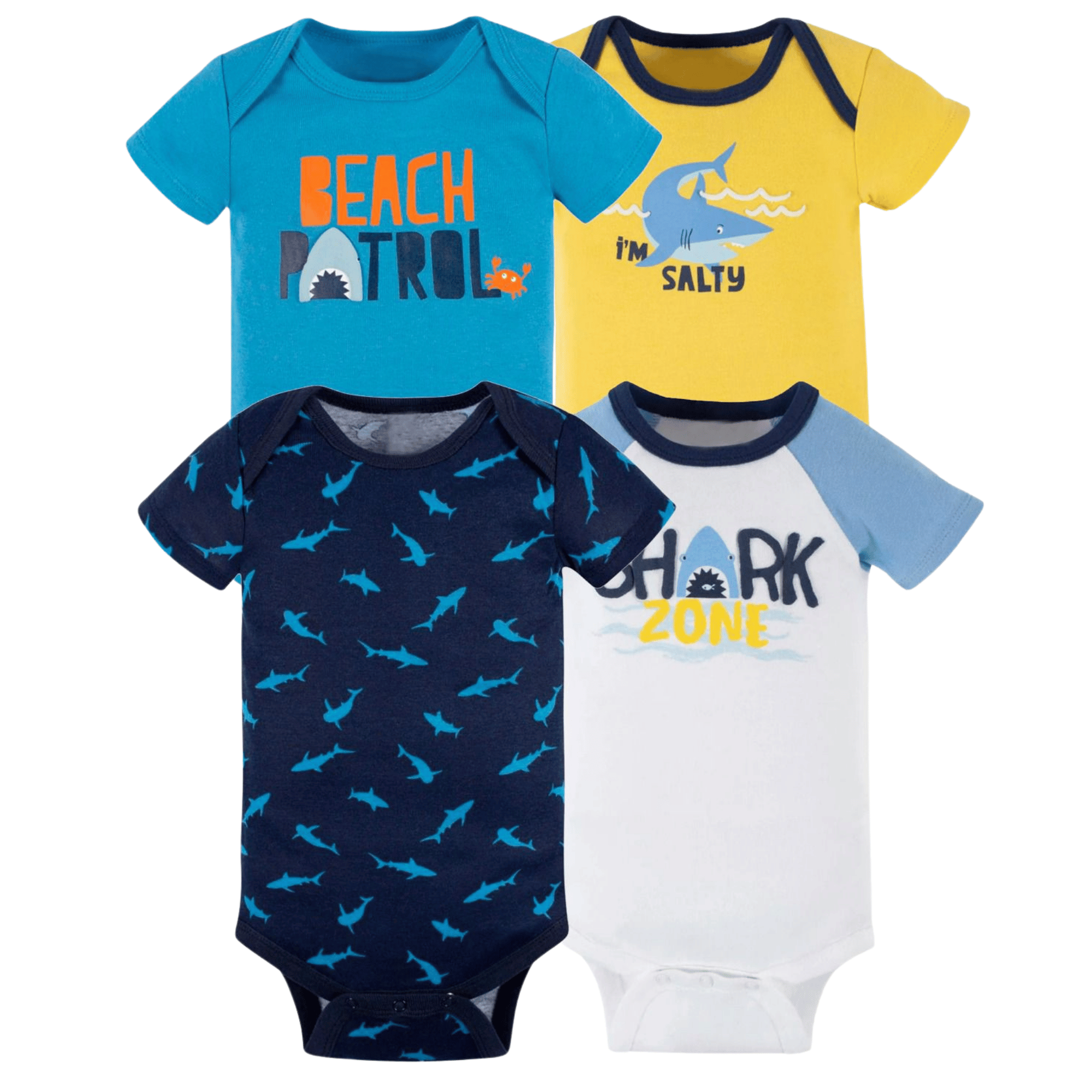 PACK X4 BODYS ALGODÓN NIÑO UTILÍSIMO AZUL MANGA CORTA TEDMIMAK TIBURÓN - 1
