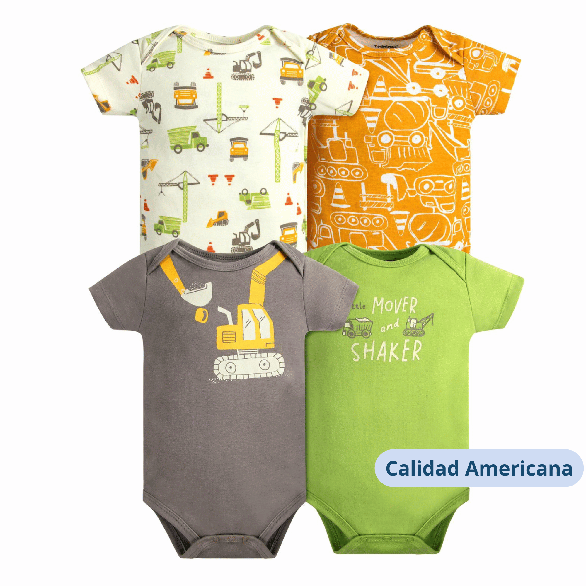 PACK 4 BODY ALGODON NIÑO UTILISIMO AMARILLO MANGA CORTA TEDMIMAK ESTAMPADO - 4