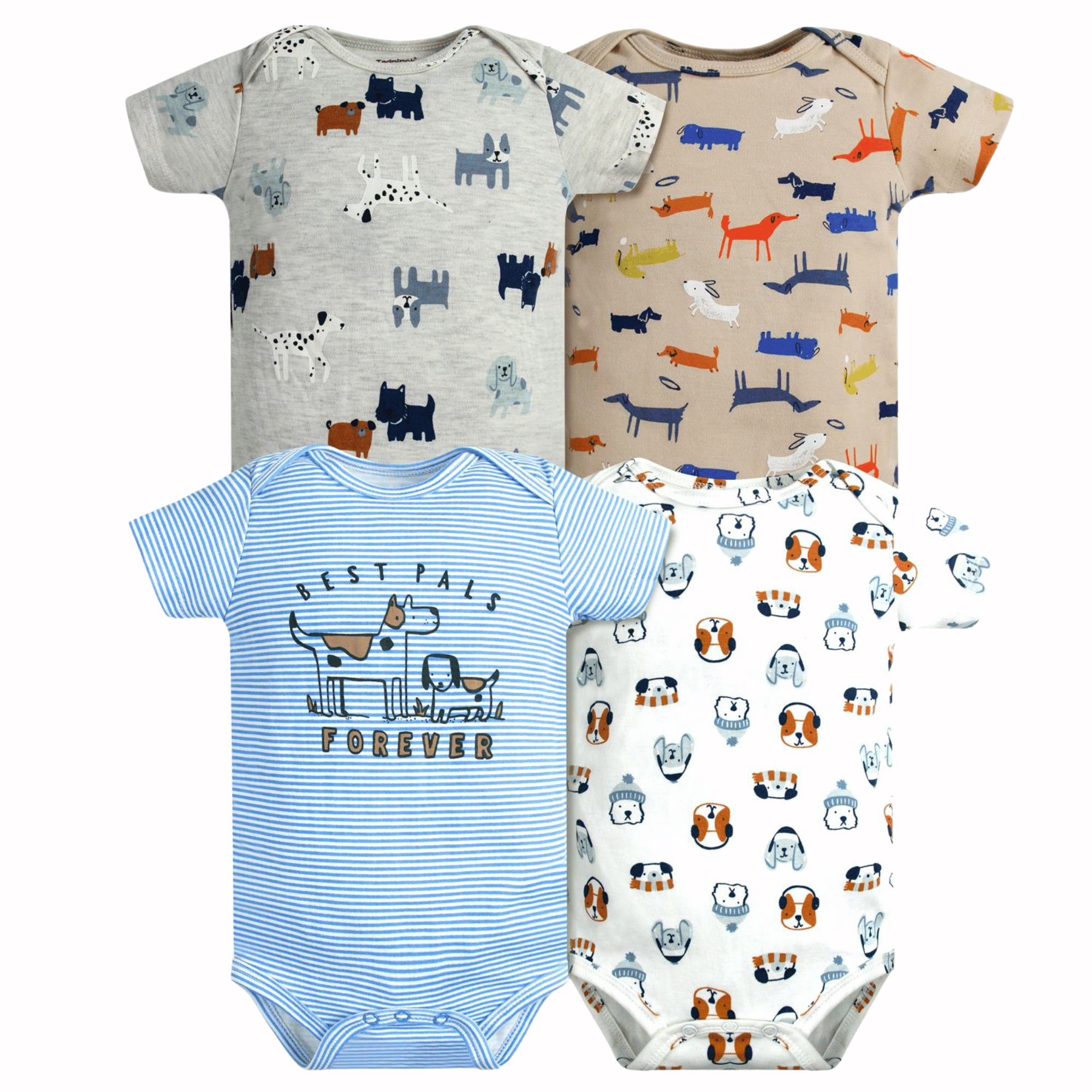 PACK 4 BODY ALGODON NIÑO UTILISIMO MULTICOLOR AZUL MANGA CORTA TEDMIMAK CACHORROS - 1