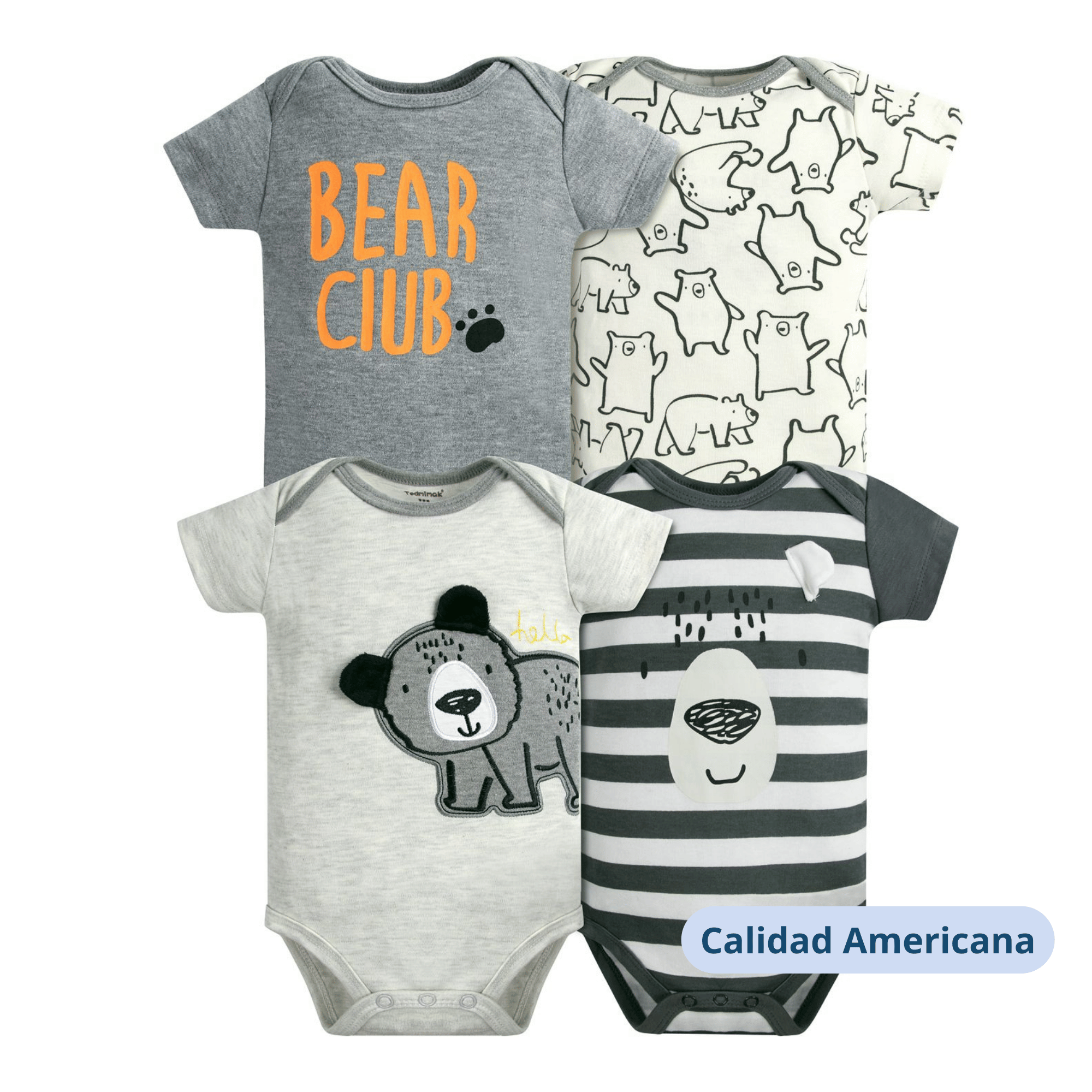 PACK 4 BODY ALGODON NIÑO UTILISIMO MULTICOLOR MANGA CORTA TEDMIMAK BEAR CLUB - 4