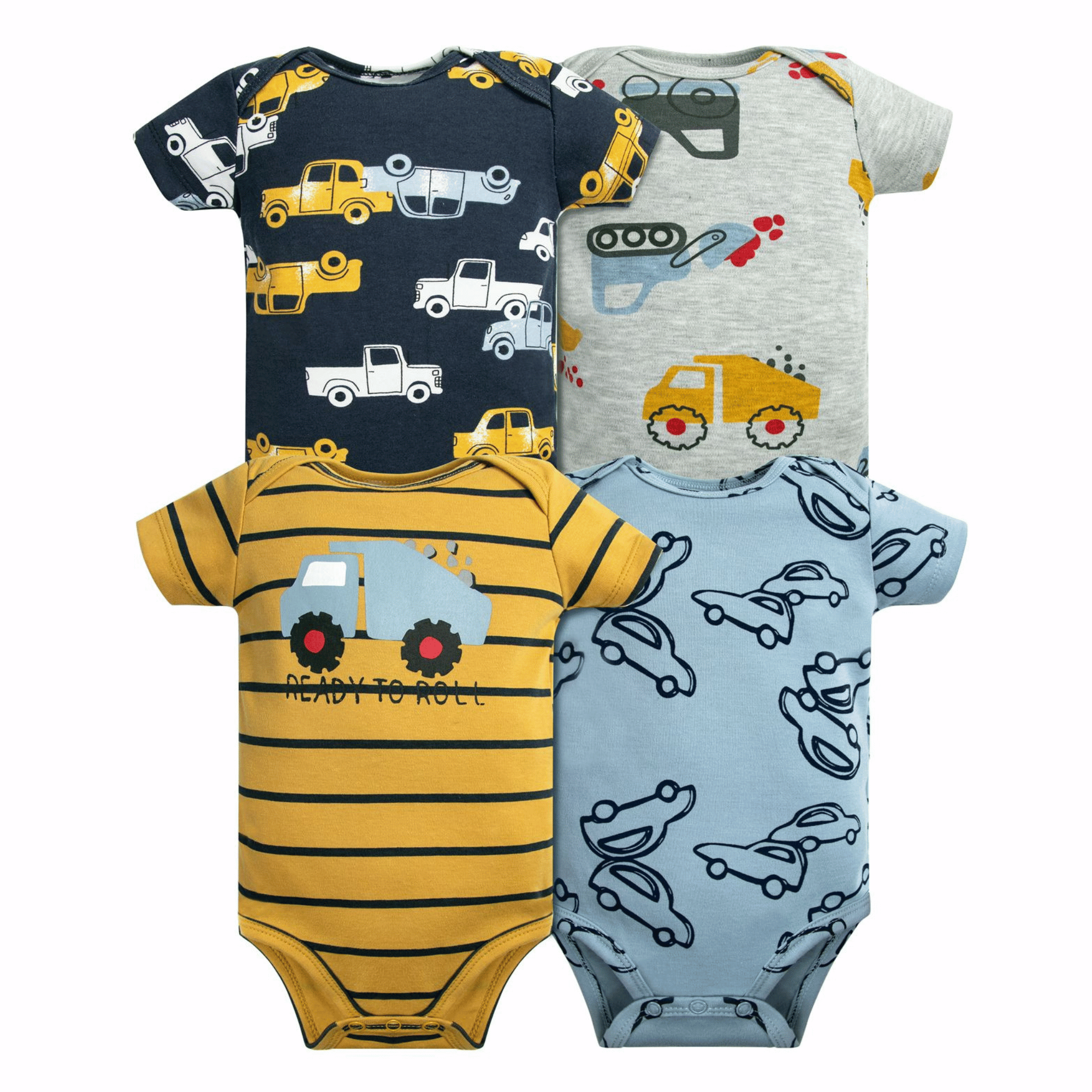 PACK 4 BODY ALGODON NIÑO UTILISIMO AMARILLO MANGA CORTA TEDMIMAK AUTOS - 1