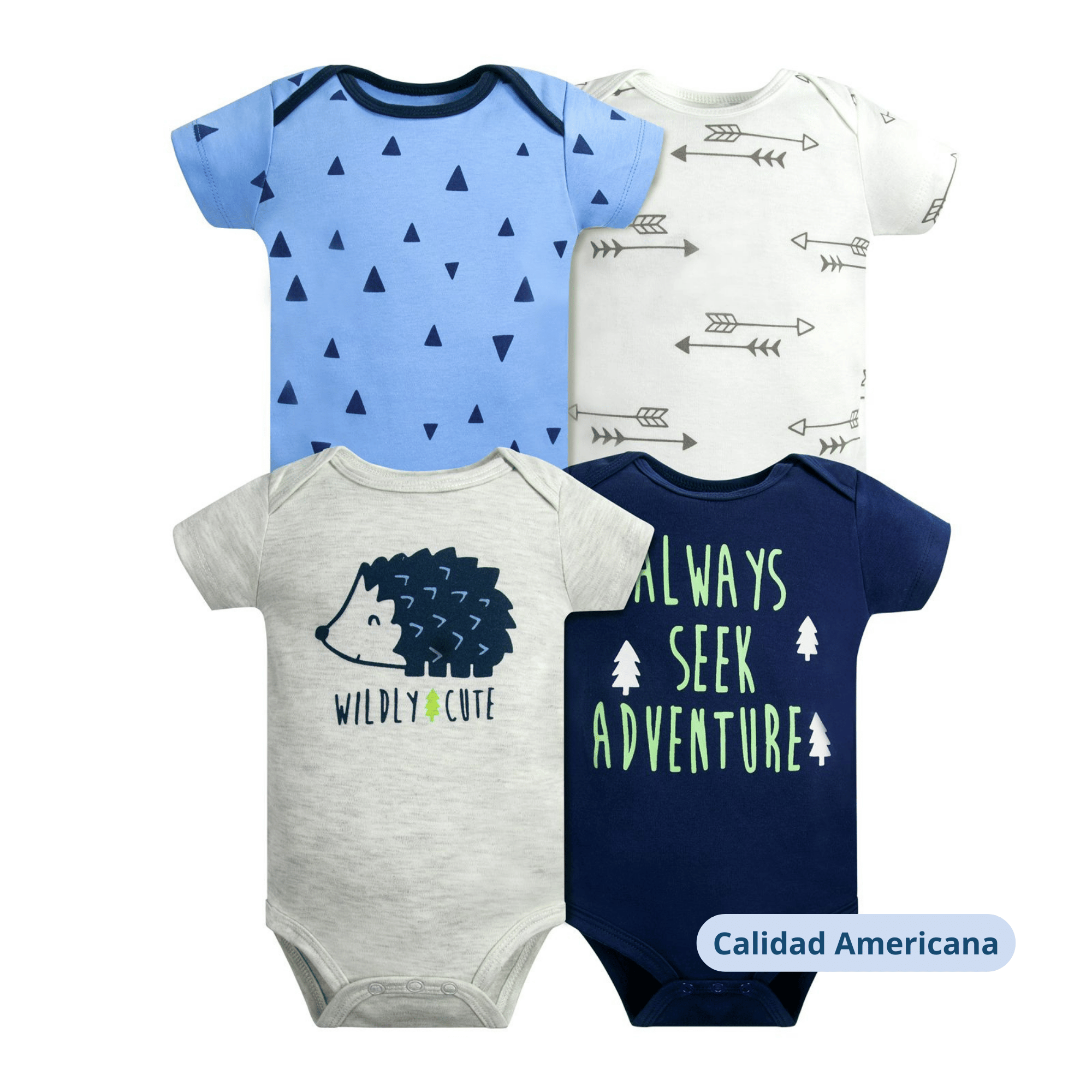 PACK 4 BODY ALGODON NIÑO UTILISIMO MULTICOLOR AZUL MANGA CORTA TEDMIMAK PUERCOESPIN - 4