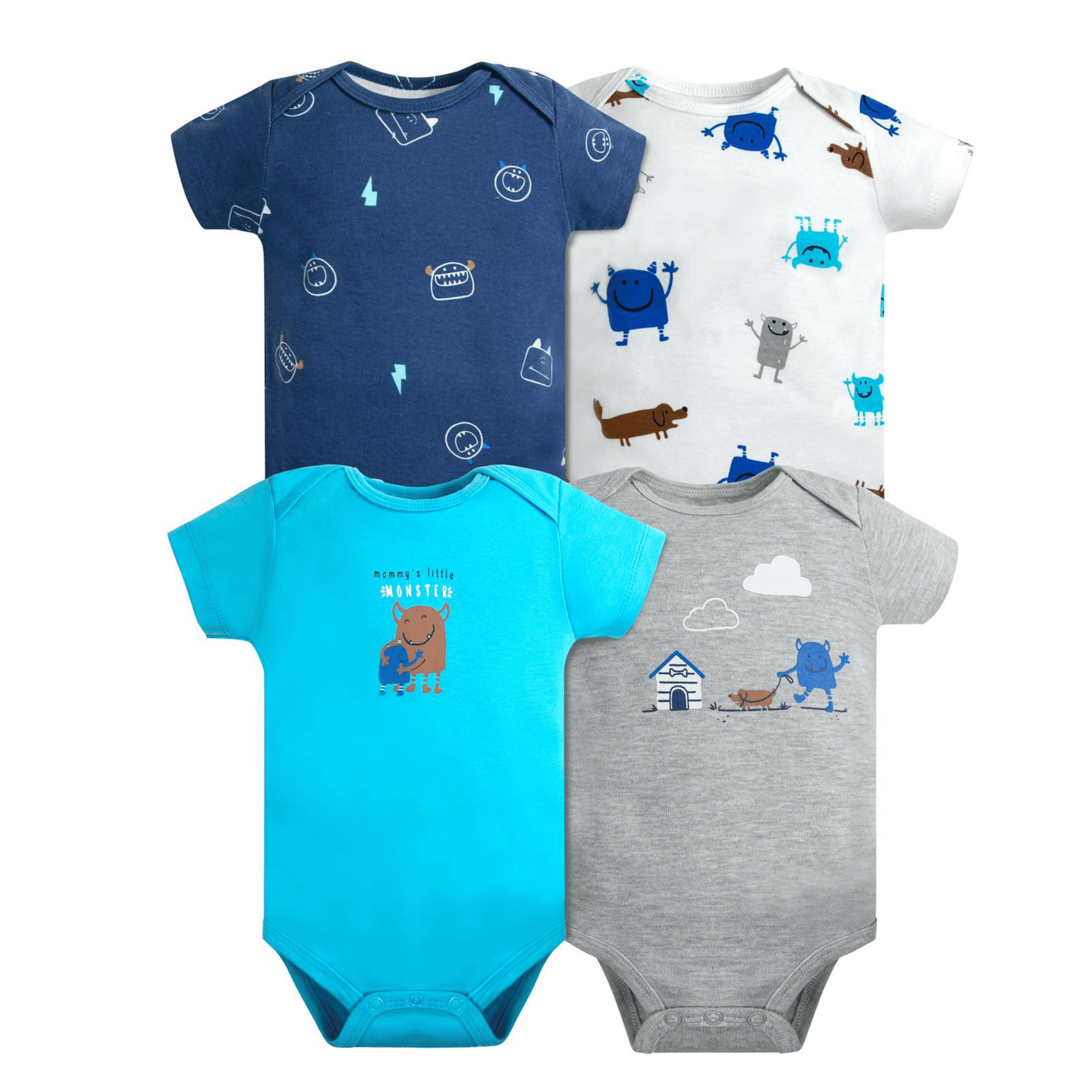 PACK 4 BODY ALGODON NIÑO UTILISIMO MULTICOLOR MANGA CORTA TEDMIMAK BLUE MONSTER - 1