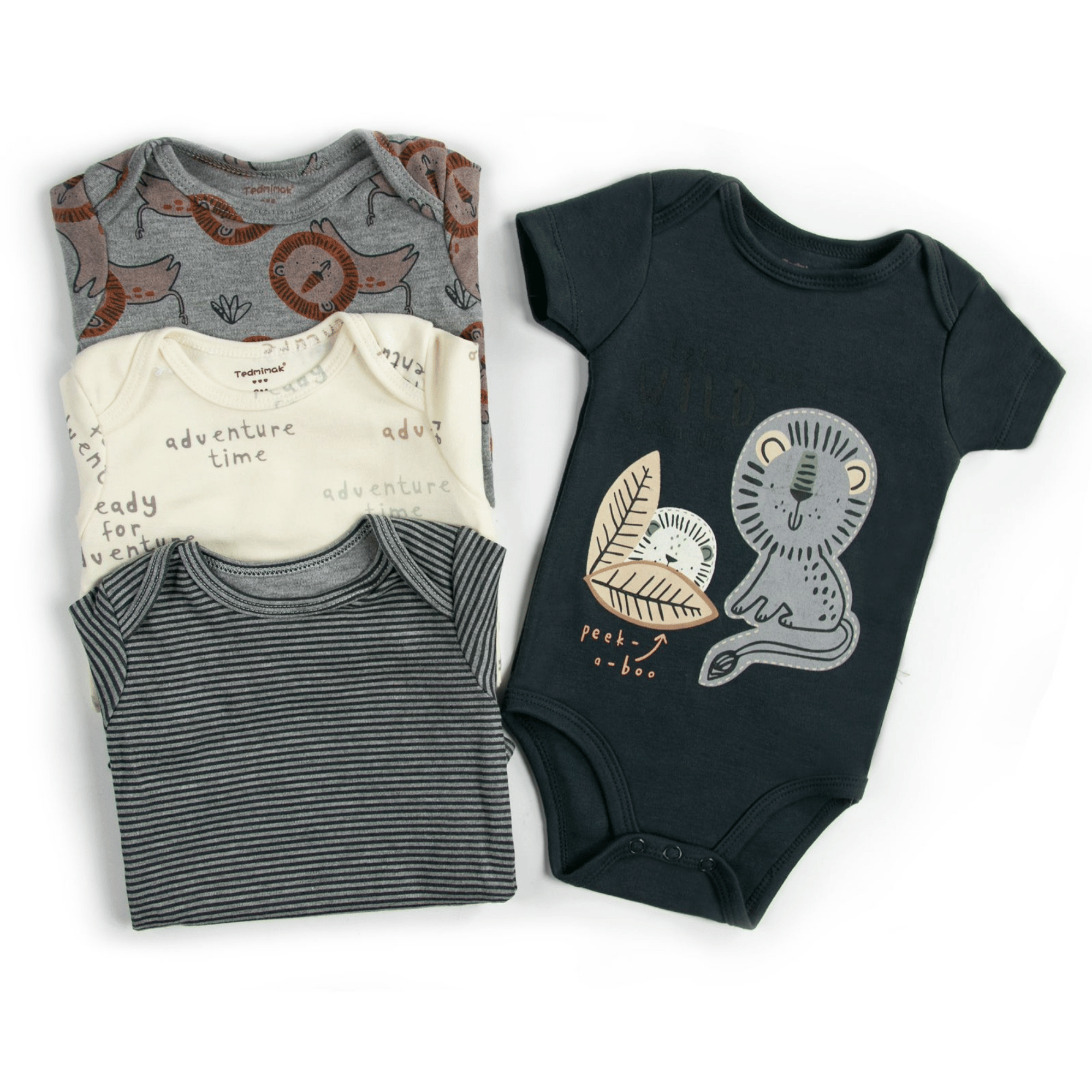 PACK 4 BODY ALGODON NIÑO UTILISIMO MULTICOLOR GRIS MANGA CORTA TEDMIMAK RAYAS - 2