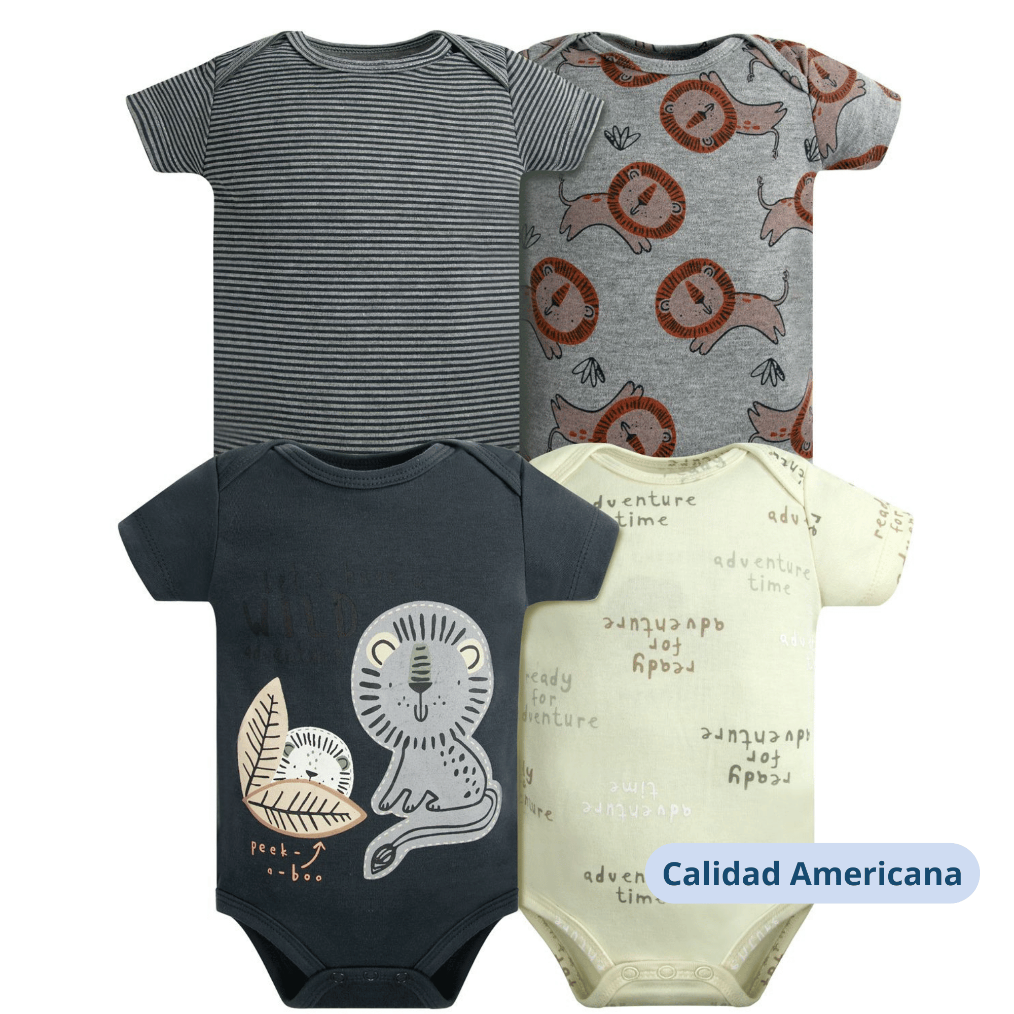 PACK 4 BODY ALGODON NIÑO UTILISIMO MULTICOLOR GRIS MANGA CORTA TEDMIMAK RAYAS - 4