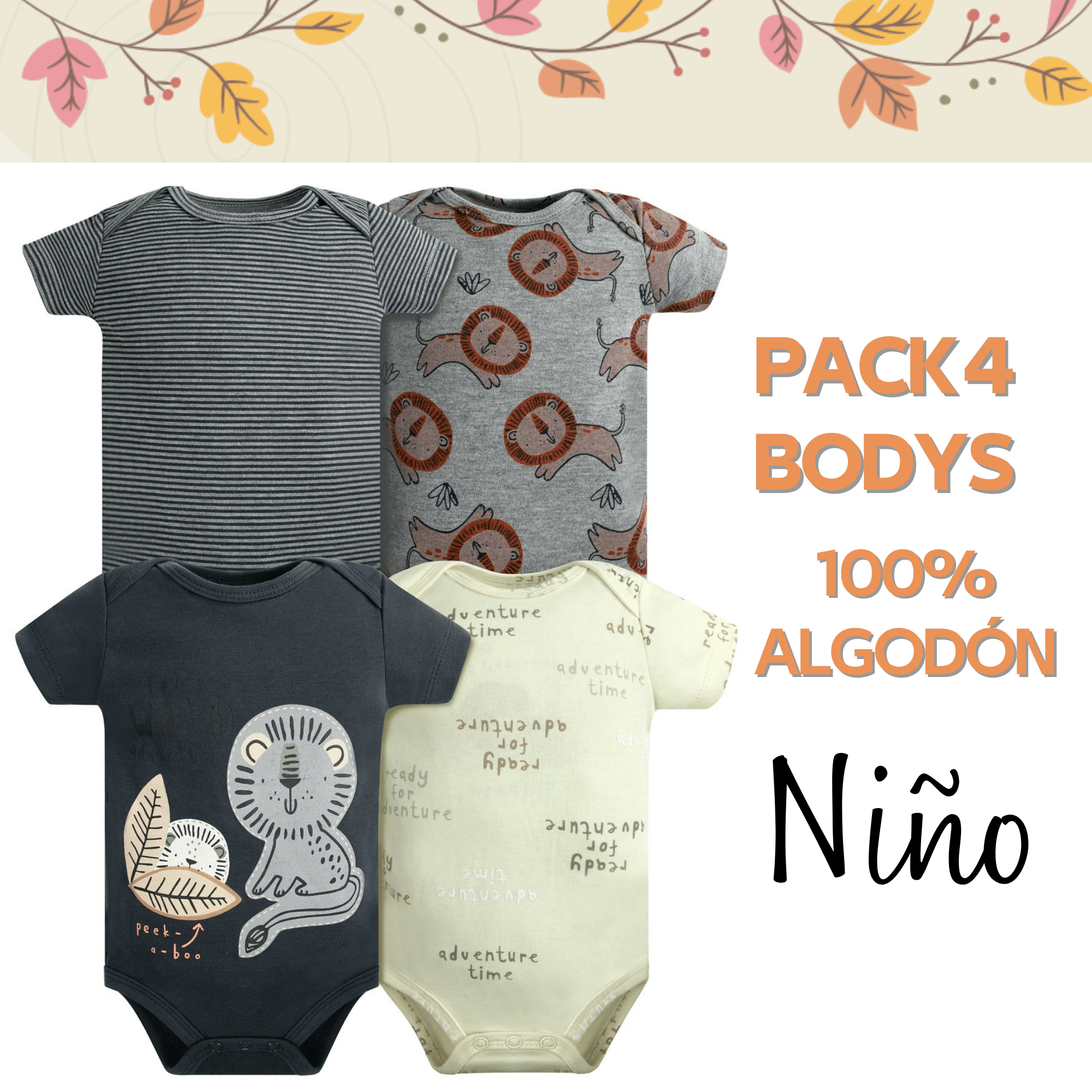 PACK 4 BODY ALGODON NIÑO UTILISIMO MULTICOLOR GRIS MANGA CORTA TEDMIMAK RAYAS - 5