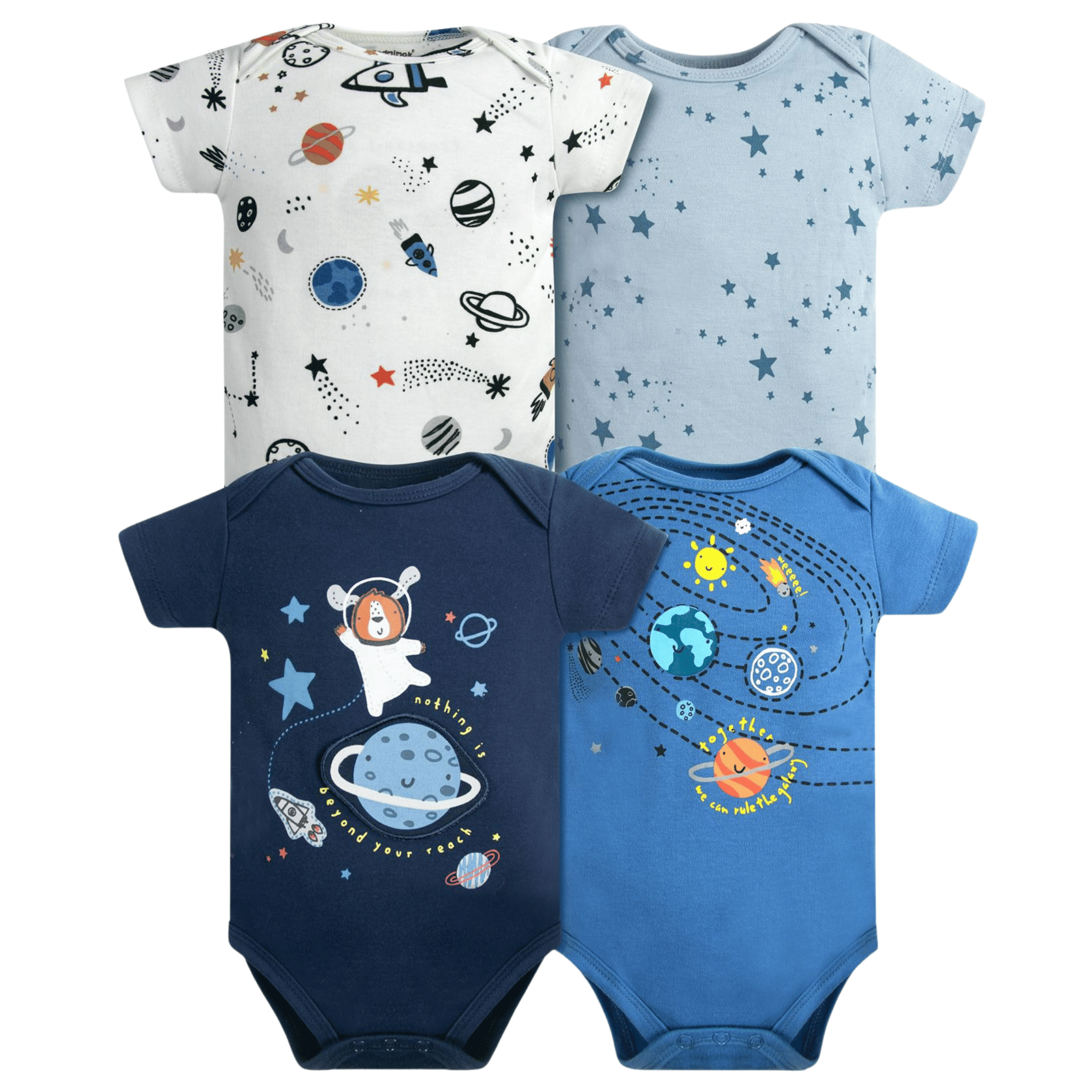 PACK 4 BODY ALGODON NIÑO UTILISIMO MULTICOLOR AZUL MANGA CORTA TEDMIMAK GALAXIA - 1