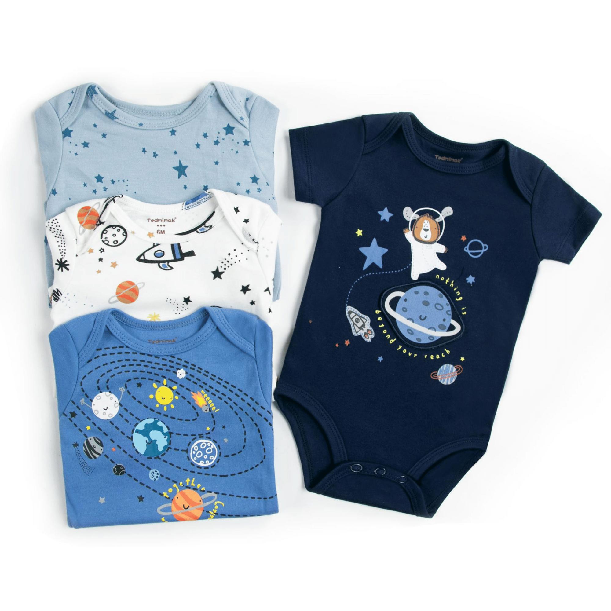 PACK 4 BODY ALGODON NIÑO UTILISIMO MULTICOLOR AZUL MANGA CORTA TEDMIMAK GALAXIA - 2