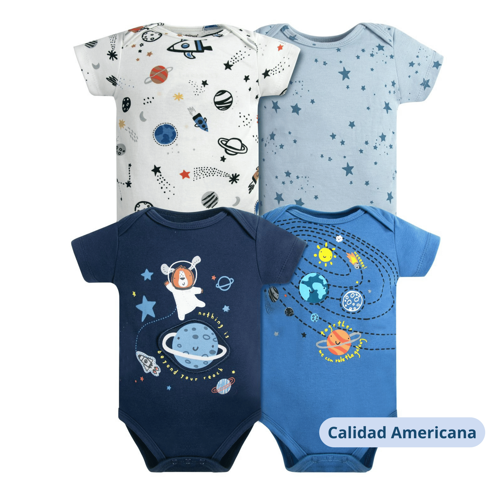 PACK 4 BODY ALGODON NIÑO UTILISIMO MULTICOLOR AZUL MANGA CORTA TEDMIMAK GALAXIA - 4
