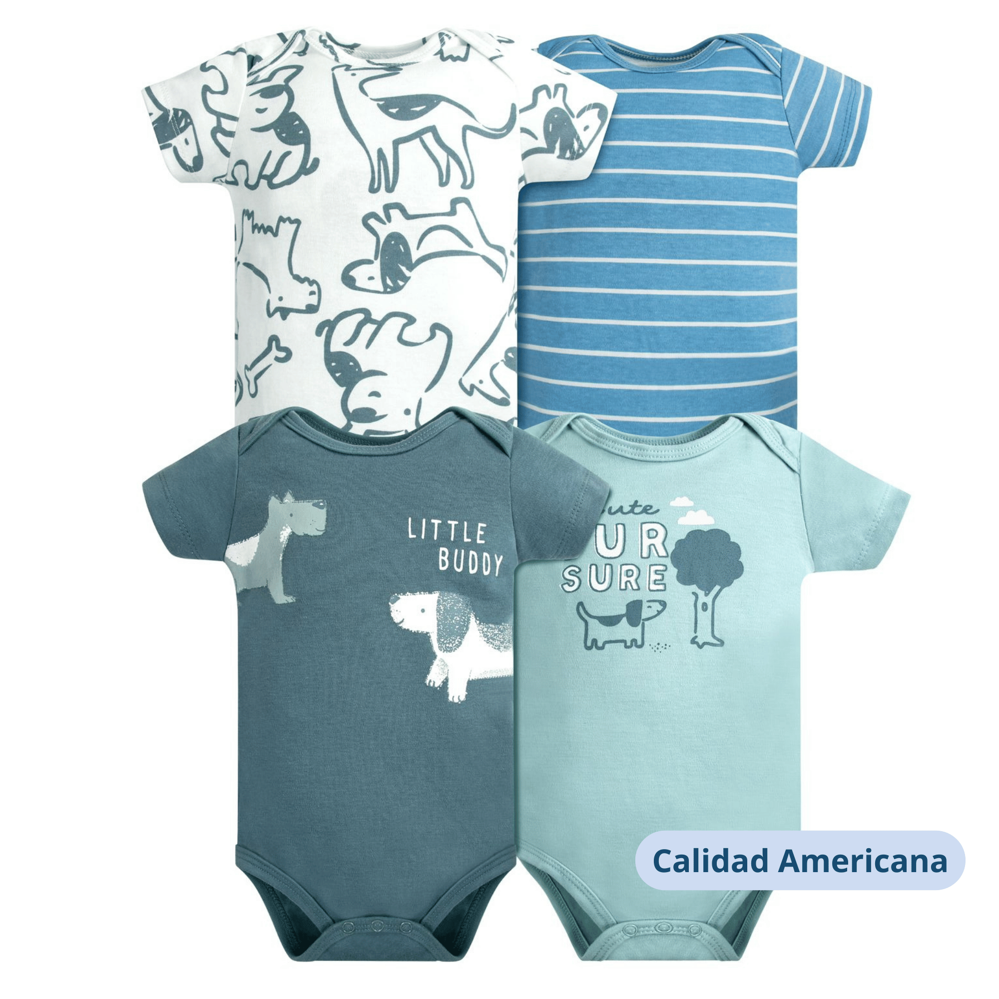 PACK 4 BODY ALGODON NIÑO UTILISIMO MULTICOLOR MANGA CORTA TEDMIMAK BLUE DOGS - 4
