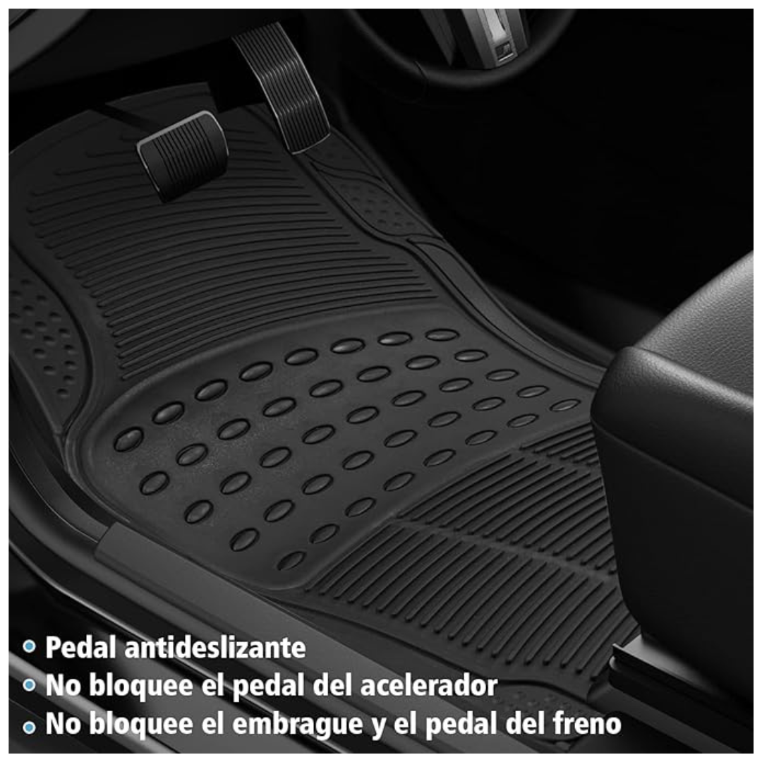 KIT 3 PIEZAS ALFOMBRA PISO DE GOMA ANTIDESLIZANTES PARA AUTO UNIVERSAL - 2