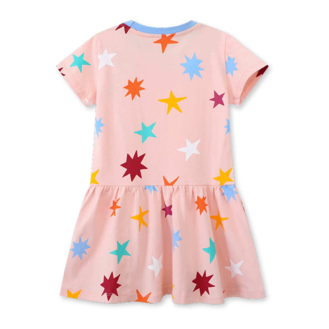 VESTIDO NIÑA JUMP KIDS NARANJO MANGA CORTA ESTAMPADO NARANJA PASTEL - 2