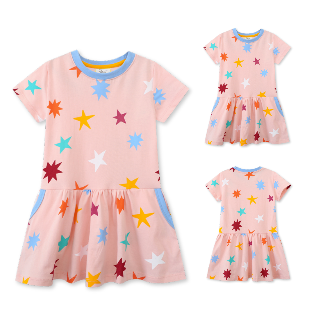 VESTIDO NIÑA JUMP KIDS NARANJO MANGA CORTA ESTAMPADO NARANJA PASTEL - 5