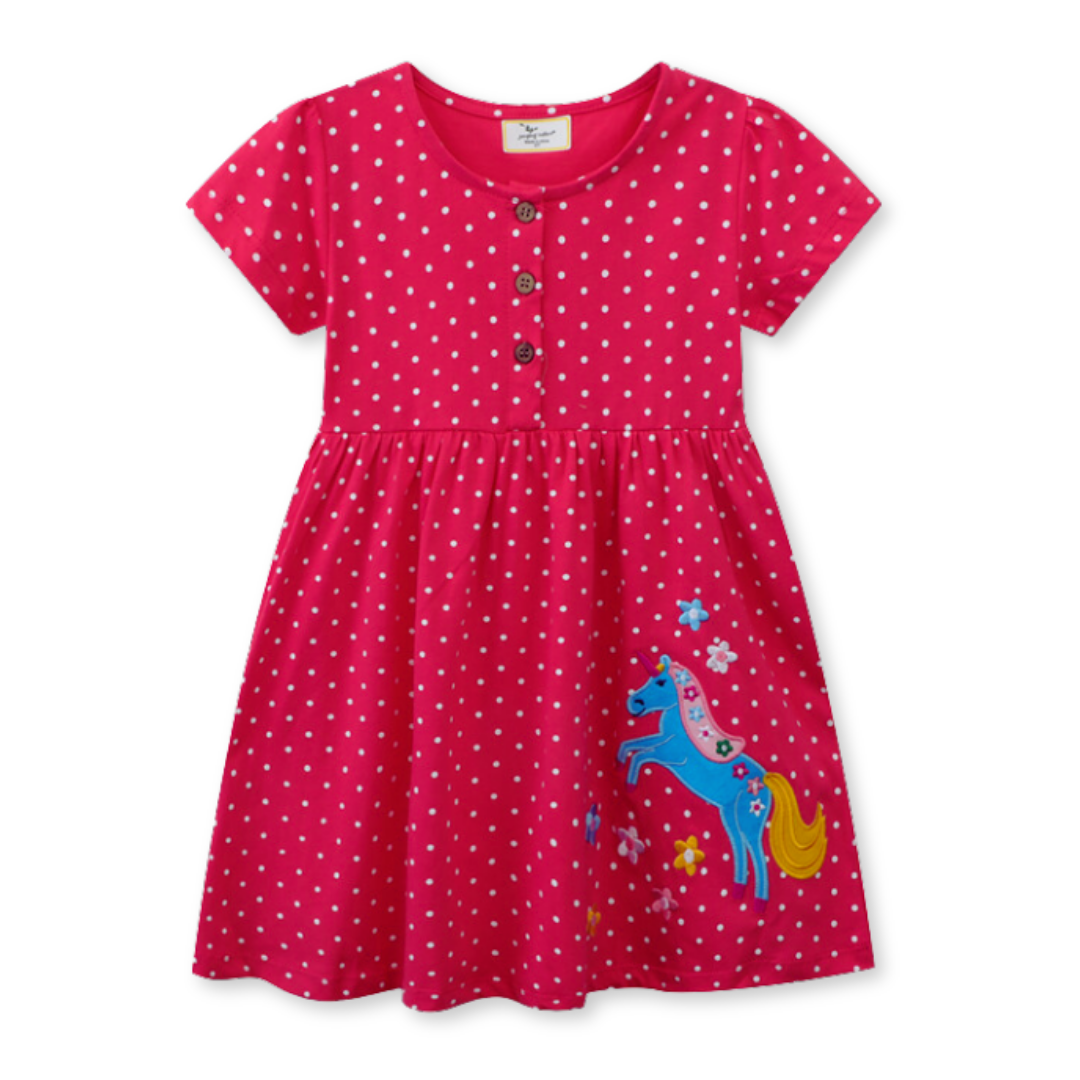 VESTIDO NIÑA JUMP KIDS ROSA MANGA CORTA ESTAMPADO UNICORNIO - 1