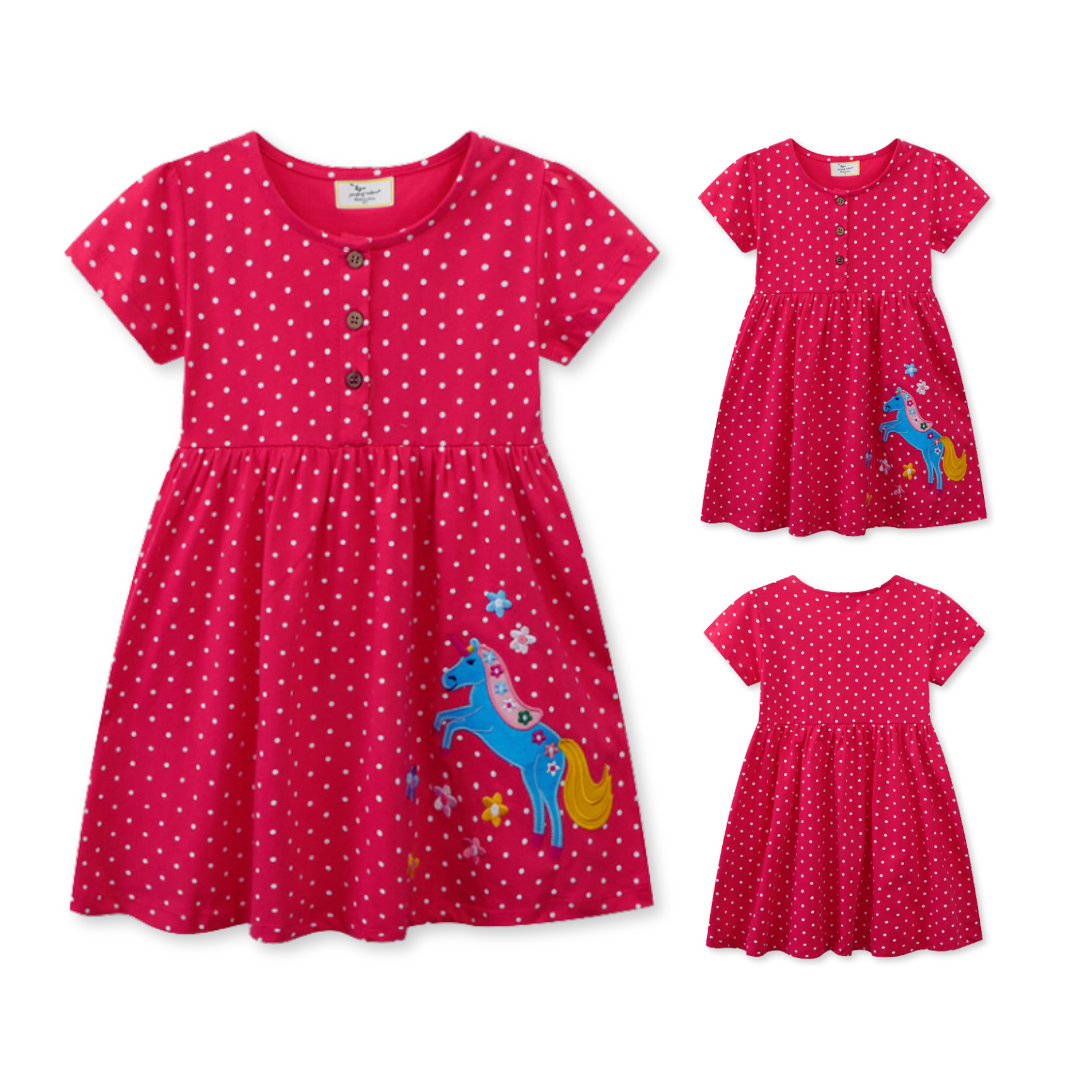 VESTIDO NIÑA JUMP KIDS ROSA MANGA CORTA ESTAMPADO UNICORNIO - 5
