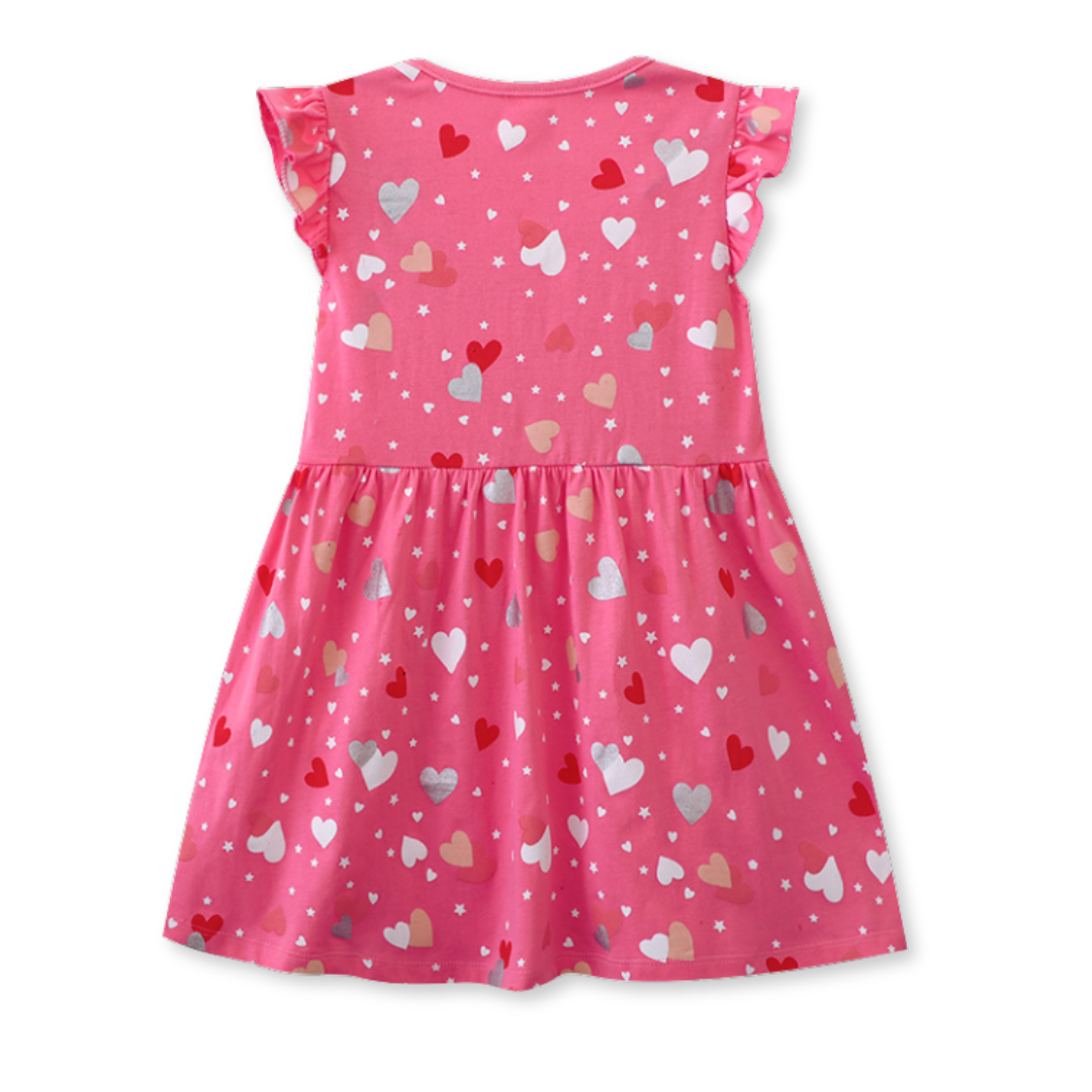 VESTIDO NIÑA JUMP KIDS ROSA MANGA CORTA ESTAMPADO DULCE CORAZONES - 2