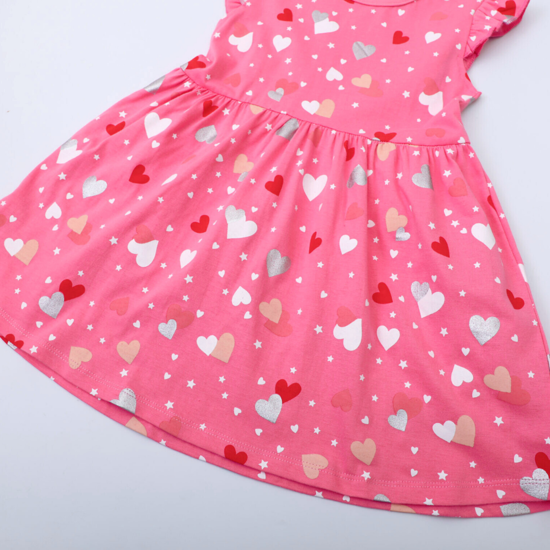 VESTIDO NIÑA JUMP KIDS ROSA MANGA CORTA ESTAMPADO DULCE CORAZONES - 4