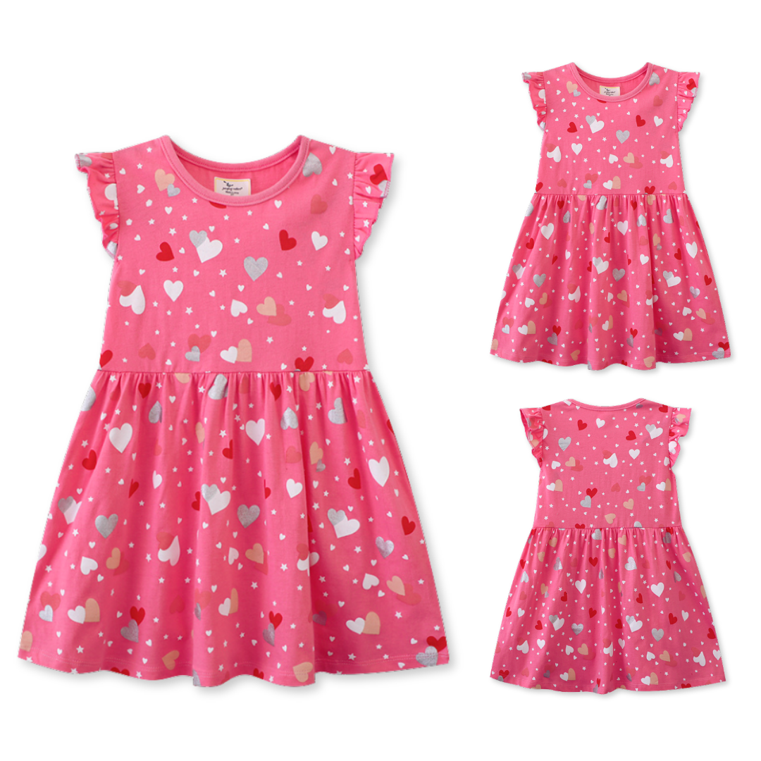 VESTIDO NIÑA JUMP KIDS ROSA MANGA CORTA ESTAMPADO DULCE CORAZONES - 5