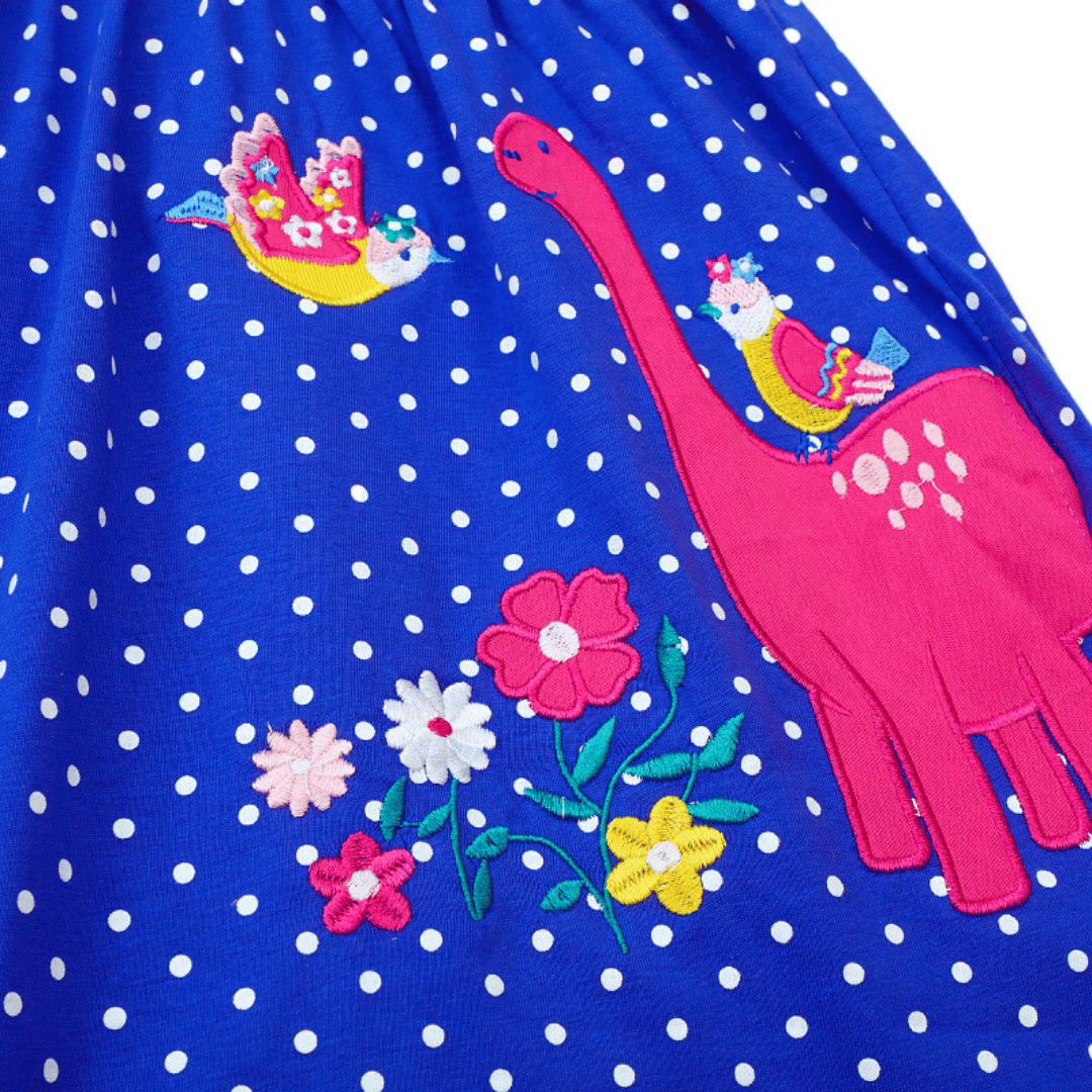 VESTIDO NIÑA JUMP KIDS AZUL MANGA CORTA ESTAMPADO DINOSAURIO - 4