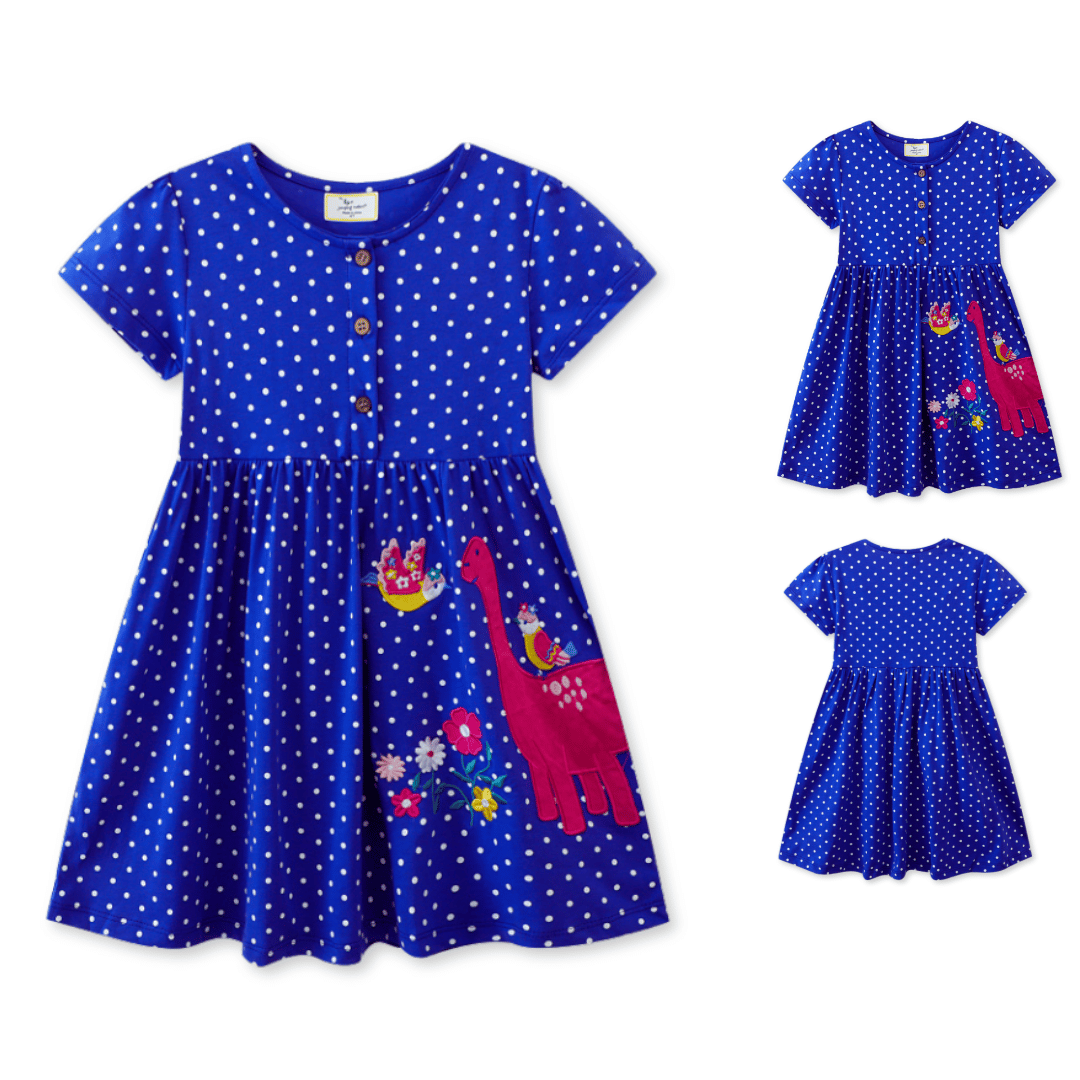 VESTIDO NIÑA JUMP KIDS AZUL MANGA CORTA ESTAMPADO DINOSAURIO - 5