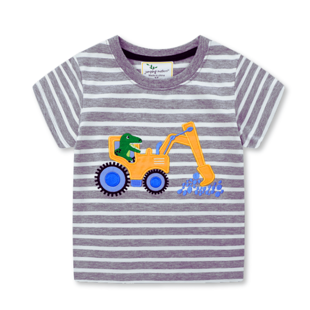POLERA NIÑO ALGODON MANGA CORTA JUMP KIDS RAYAS BLANCAS - 1