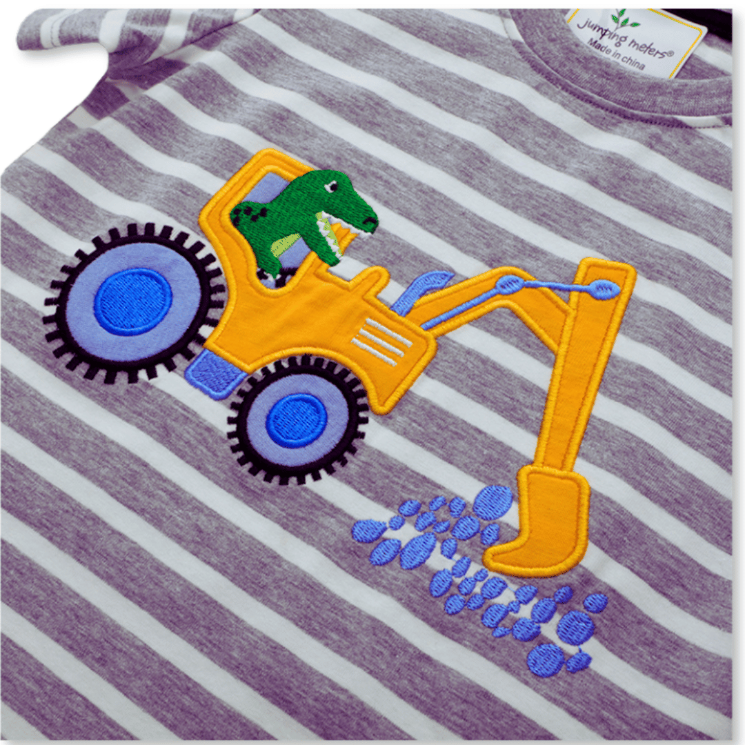 POLERA NIÑO ALGODON MANGA CORTA JUMP KIDS RAYAS BLANCAS - 4