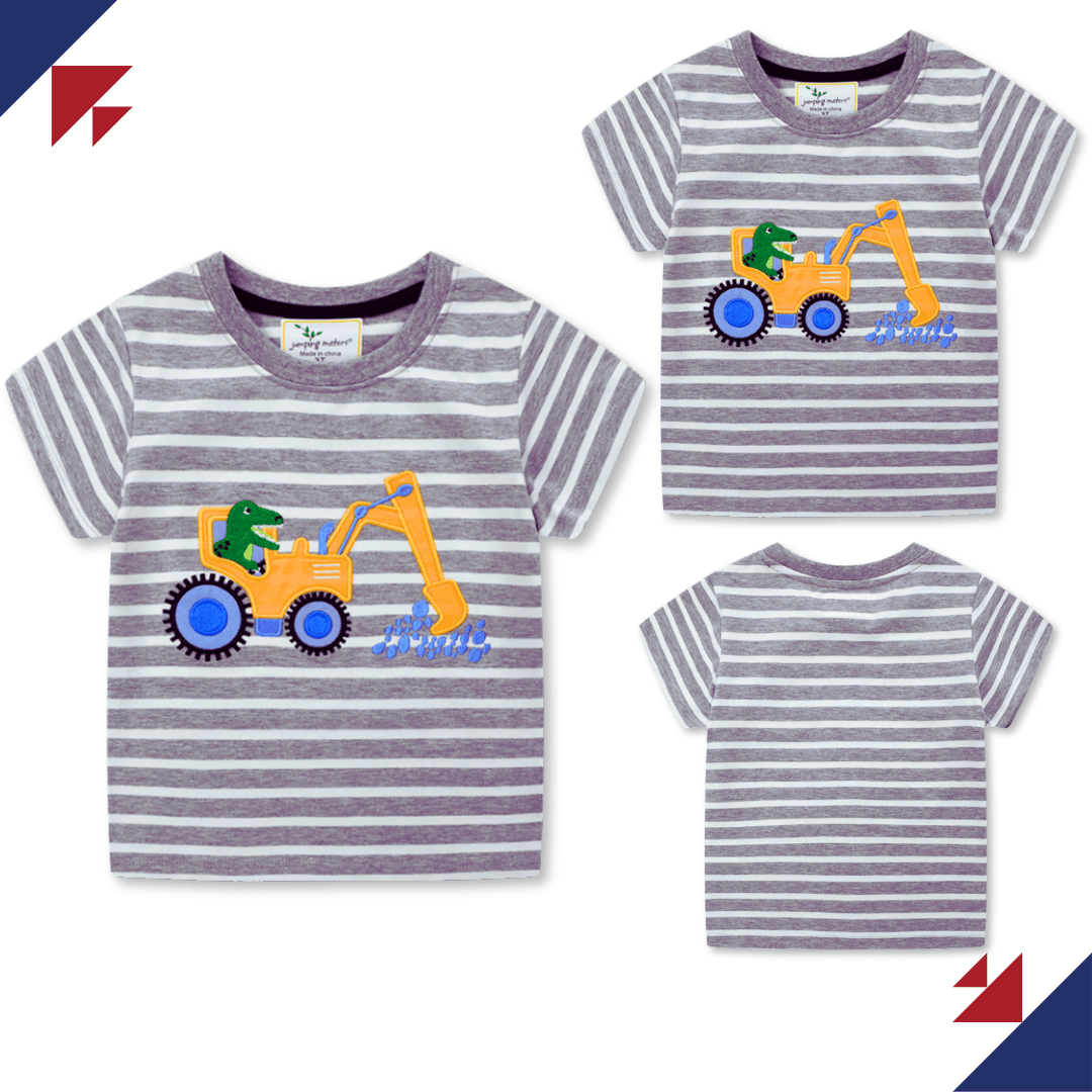 POLERA NIÑO ALGODON MANGA CORTA JUMP KIDS RAYAS BLANCAS - 5
