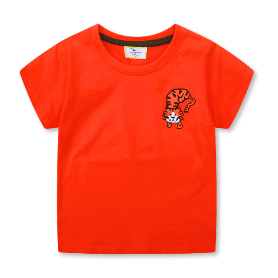 POLERA NIÑO ALGODÓN MANGA CORTA JUMP KIDS ROJO TIGRE - 1