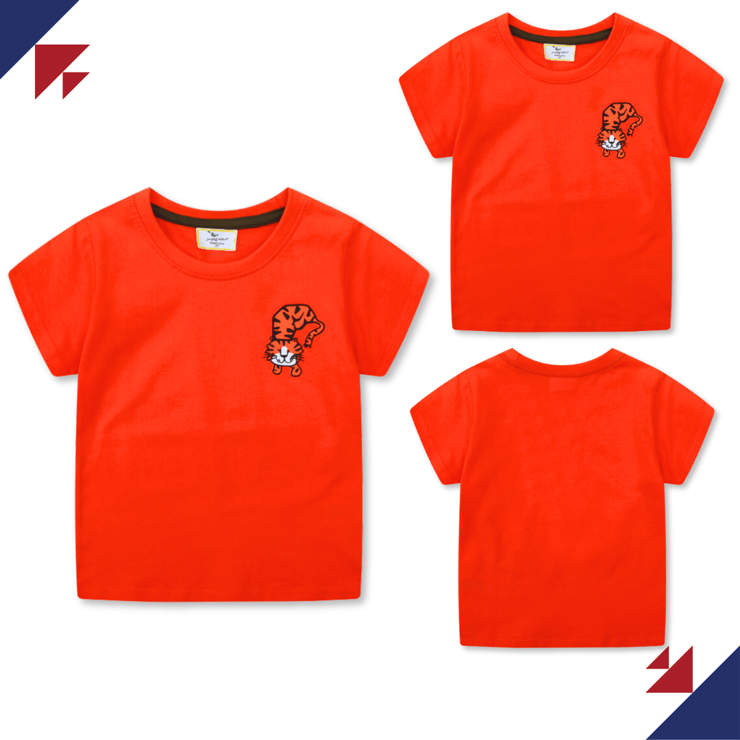 POLERA NIÑO ALGODÓN MANGA CORTA JUMP KIDS ROJO TIGRE - 5