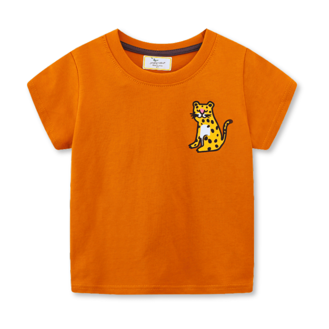 POLERA NIÑO ALGODÓN MANGA CORTA JUMP KIDS LEOPARDO FELIZ - 1