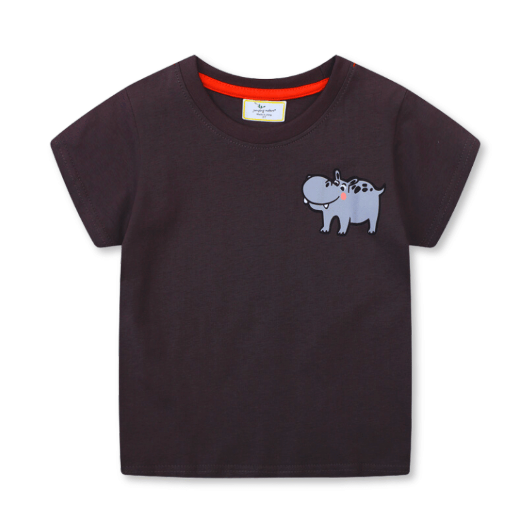 POLERA NIÑO ALGODÓN MANGA CORTA JUMP KIDS HIPOPÓTAMO DIVERTIDO - 1