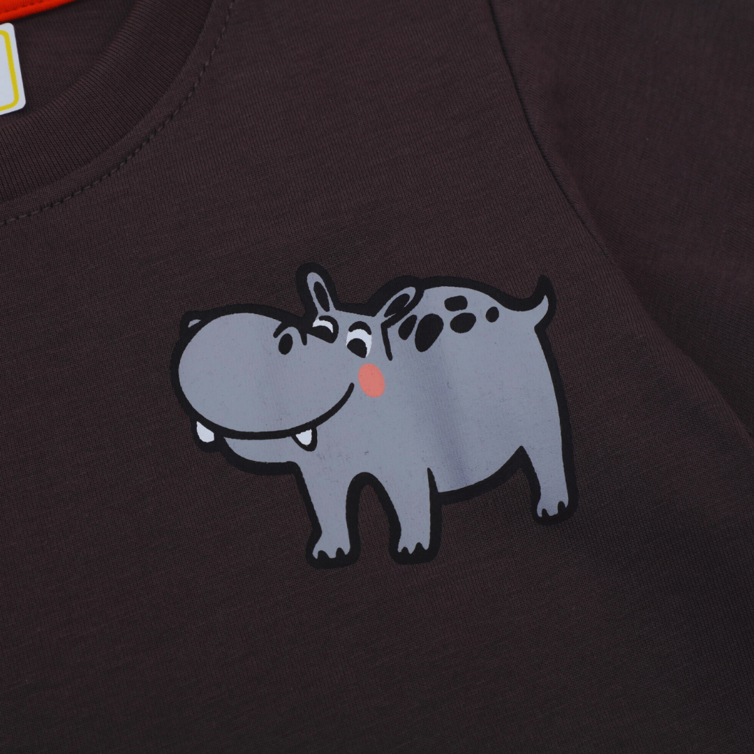 POLERA NIÑO ALGODÓN MANGA CORTA JUMP KIDS HIPOPÓTAMO DIVERTIDO - 4