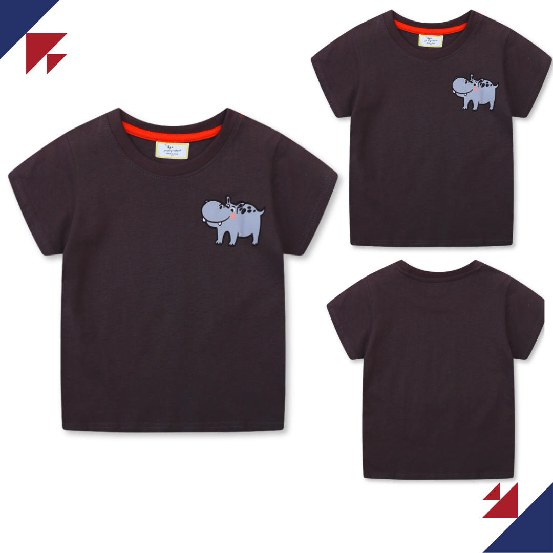 POLERA NIÑO ALGODÓN MANGA CORTA JUMP KIDS HIPOPÓTAMO DIVERTIDO - 5