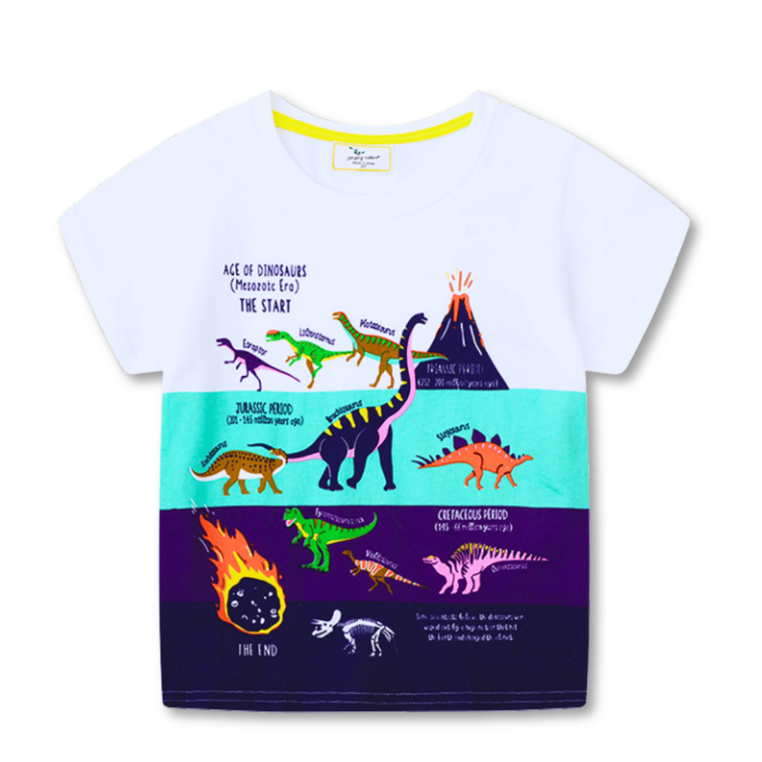 POLERA NIÑO ALGODÓN MANGA CORTA JUMP KIDS MUNDO DE DINOSAURIOS - 1