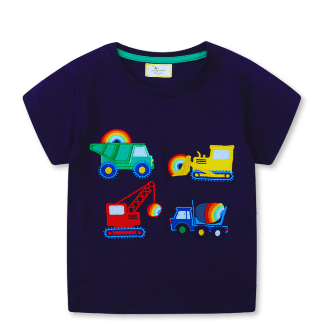 POLERA NIÑO ALGODÓN MANGA CORTA JUMP KIDS AUTOS COLORIDOS - 1